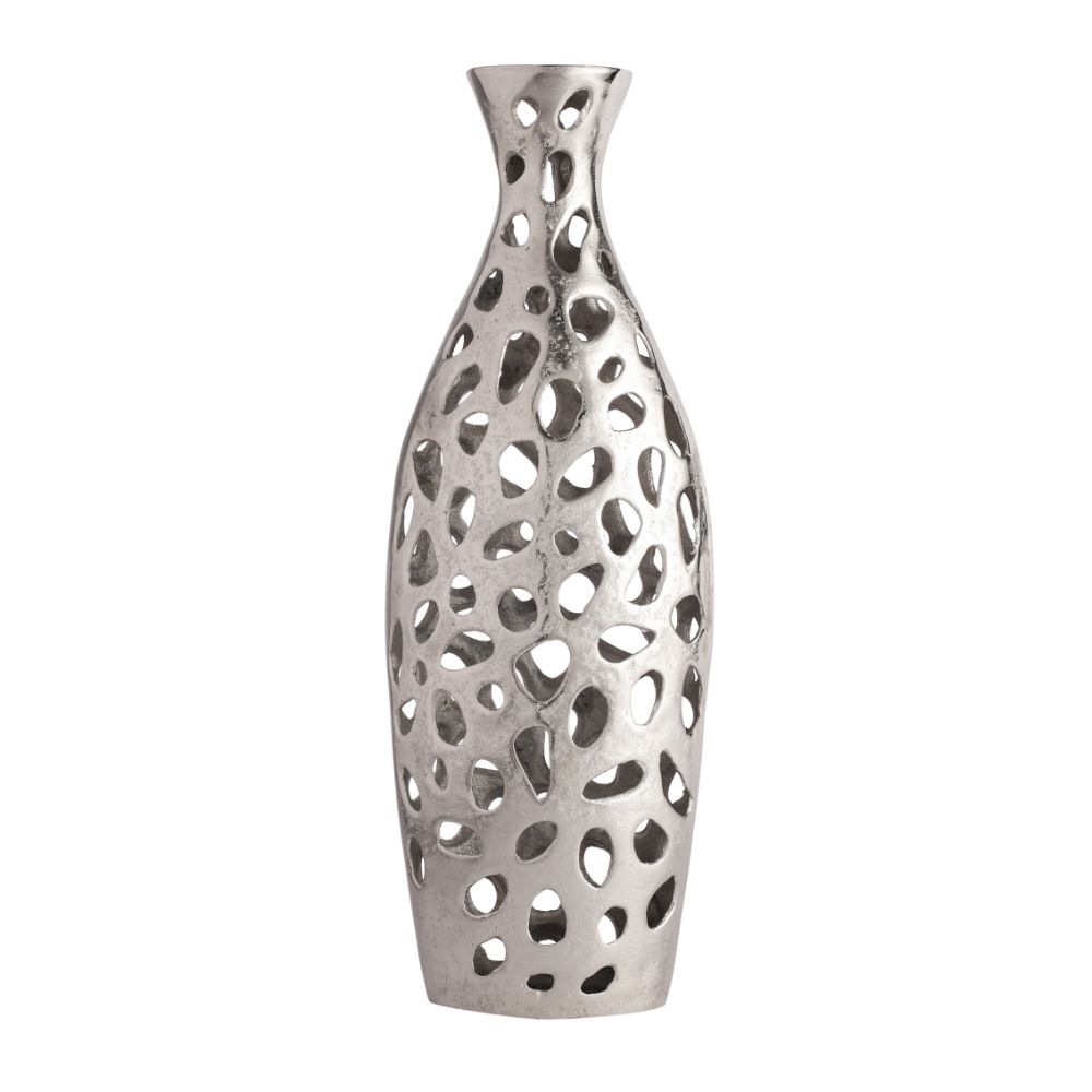 Sophia Floral Vase Large In Raw Silver Finish