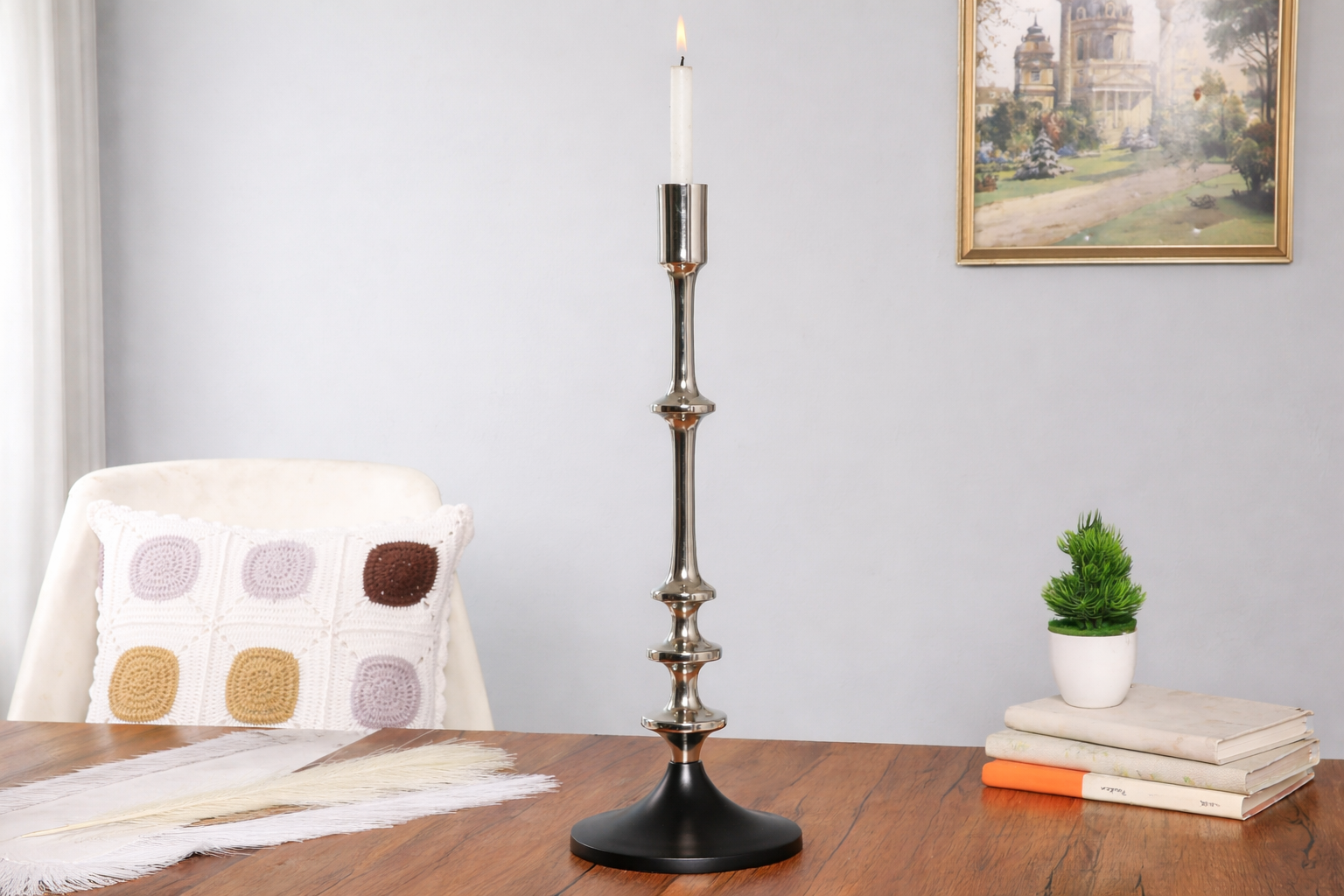 Aristea Silver Candle Holder Large