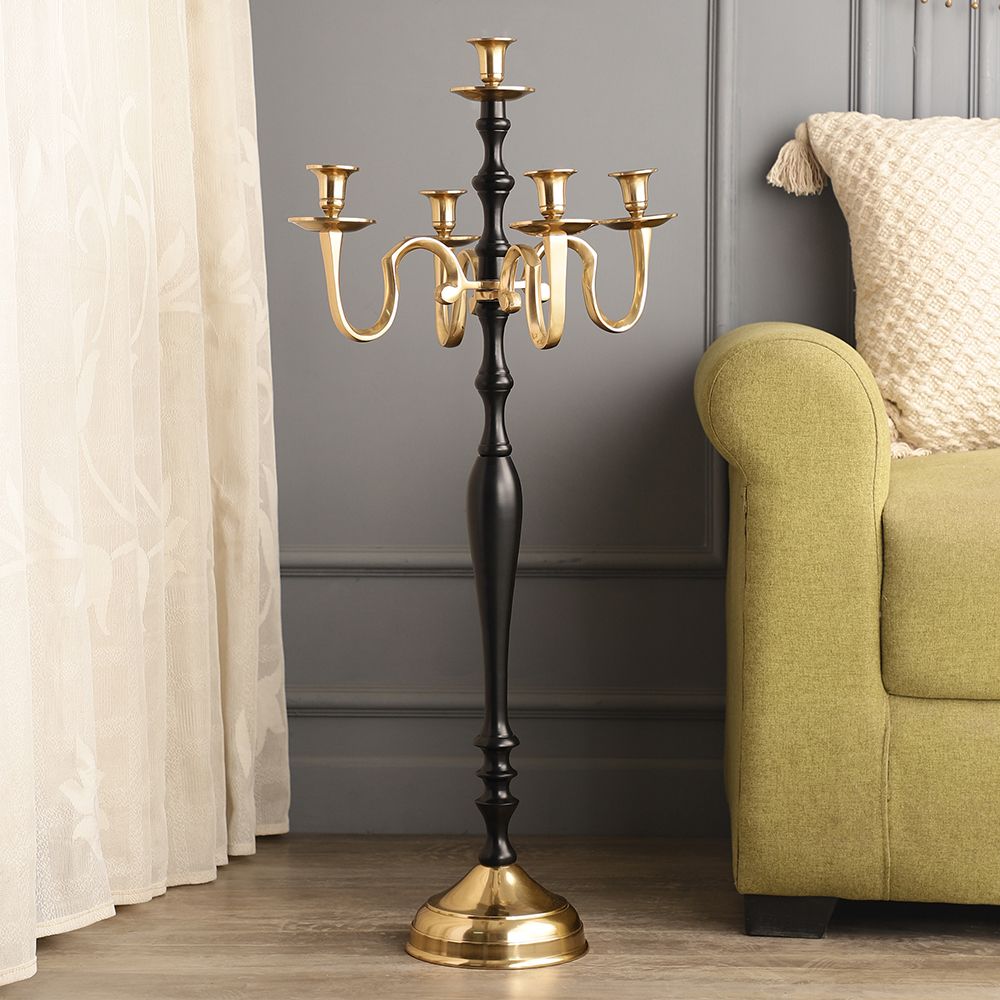 Tree of Life Candle Holder Black & Gold