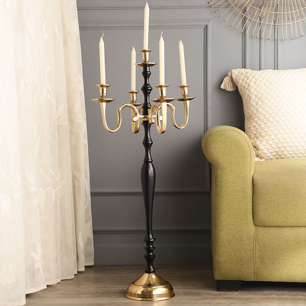 Tree of Life Candle Holder Black & Gold