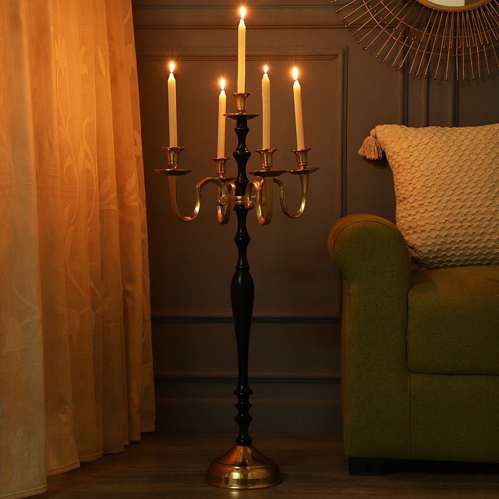 Tree of Life Candle Holder Black & Gold