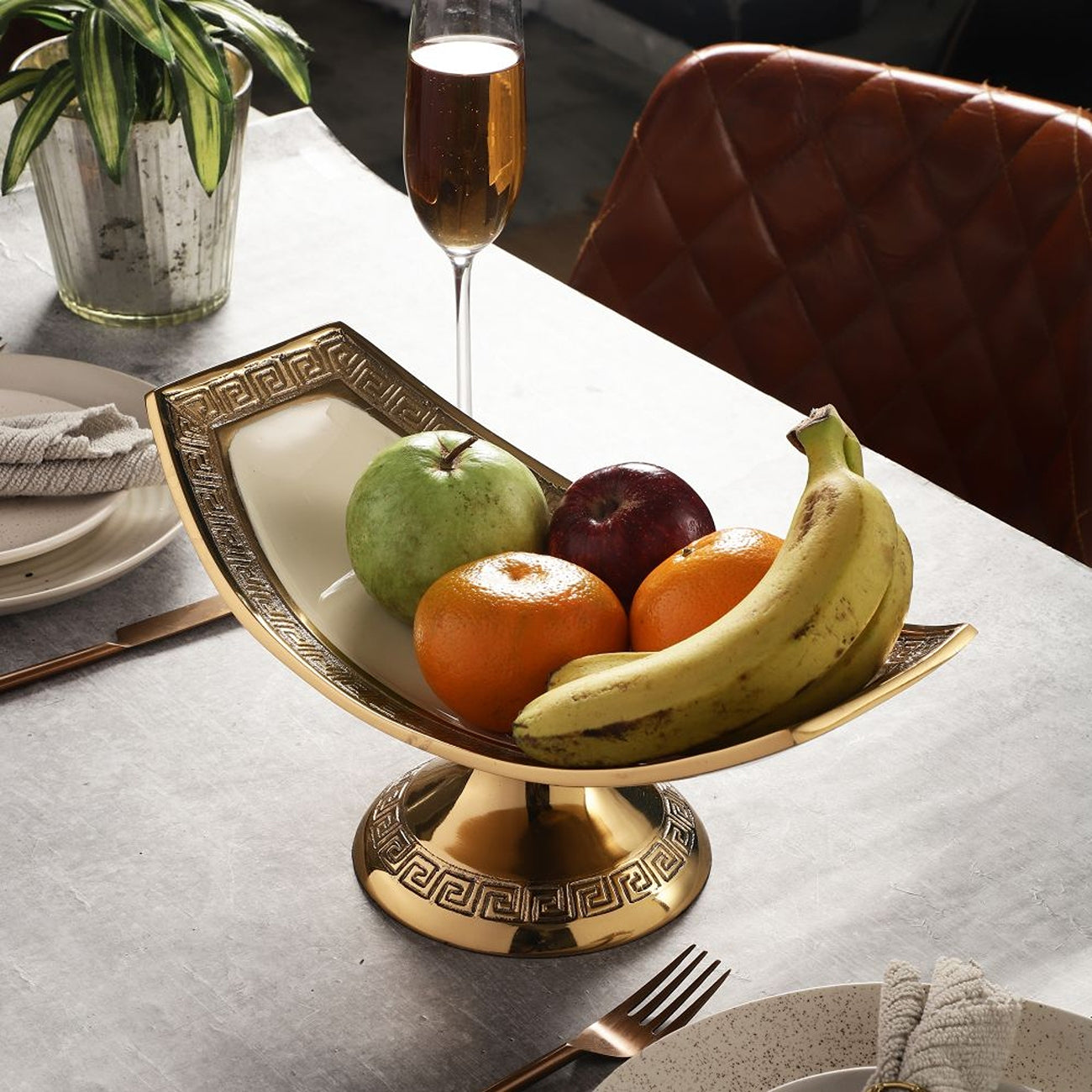 Versace Design Platter in Ivory Enamle & Gold Finish