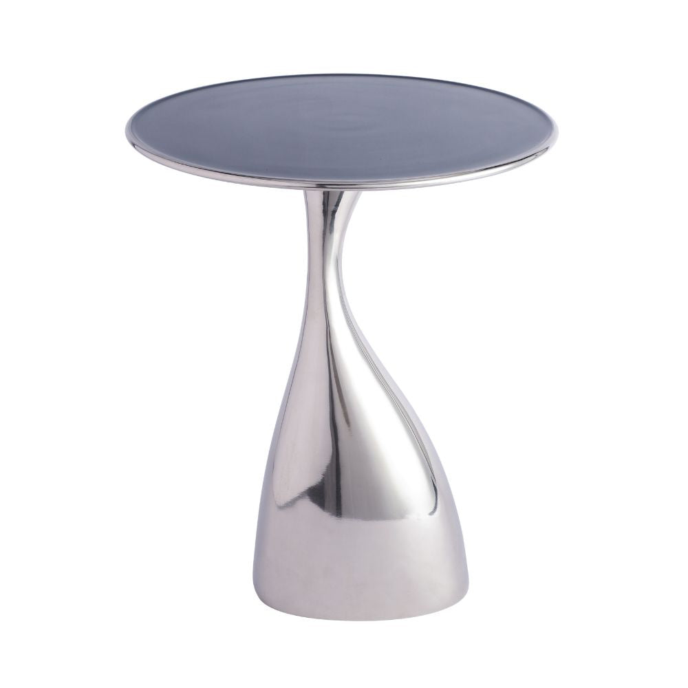 Ernest Side Table in Blue Enamel silver Finish