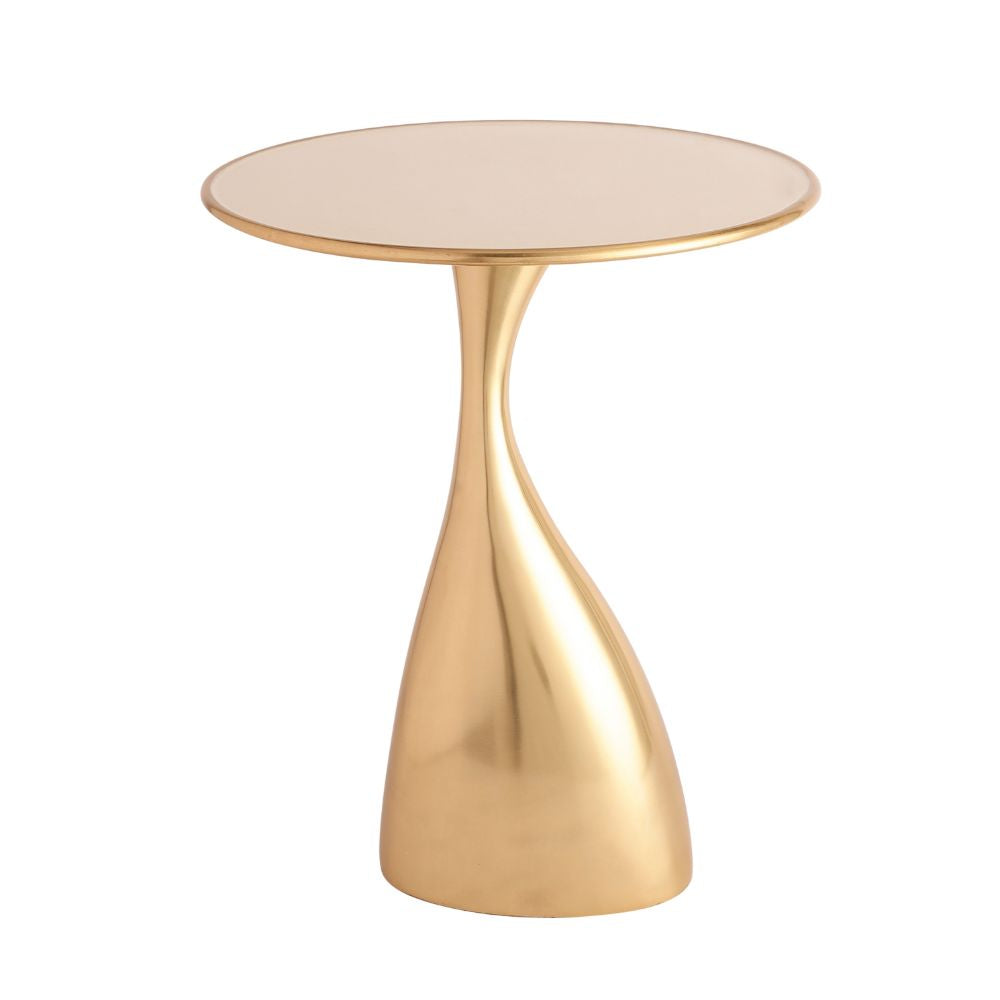 Ernest Side Table in Ivory Enamel Gold Finish