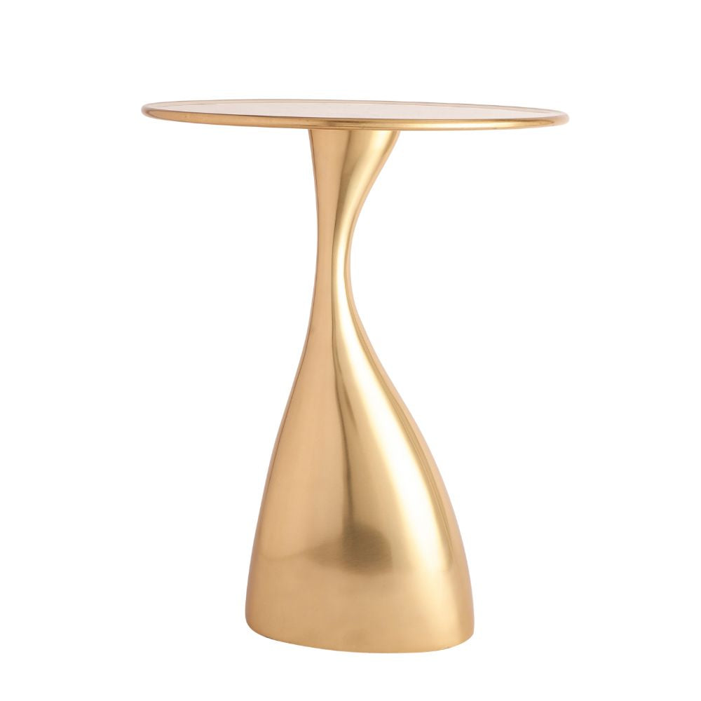 Ernest Side Table in Ivory Enamel Gold Finish