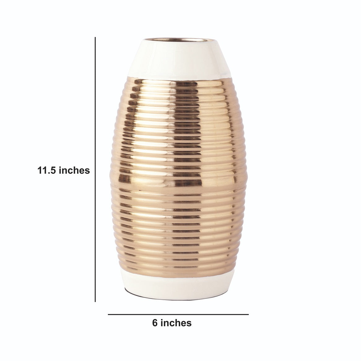 Regal Ivory and Gold Banded Enamel Vase