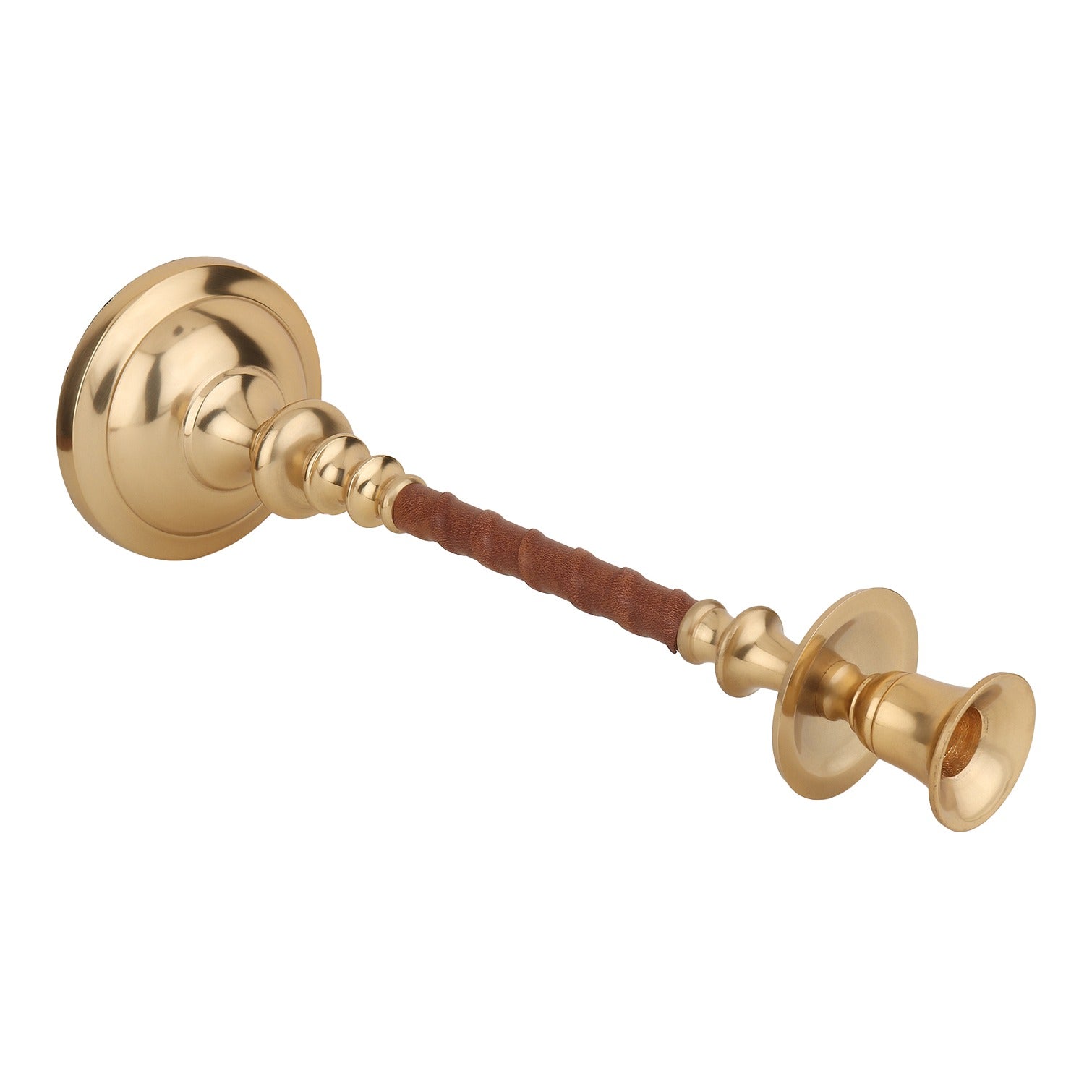 LeatherLuxe Candle holder in Gold Black medium size