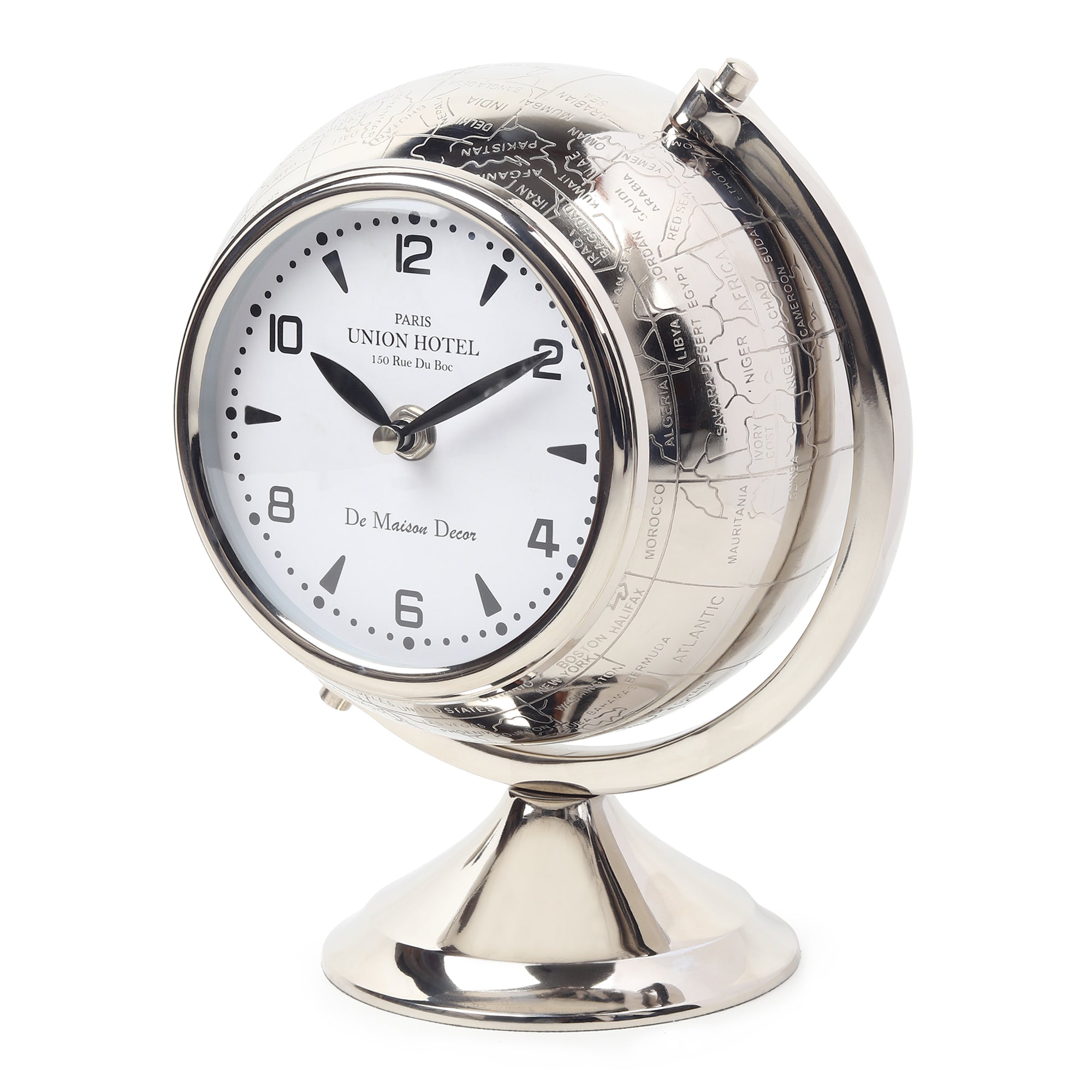The Etched World Table Clock