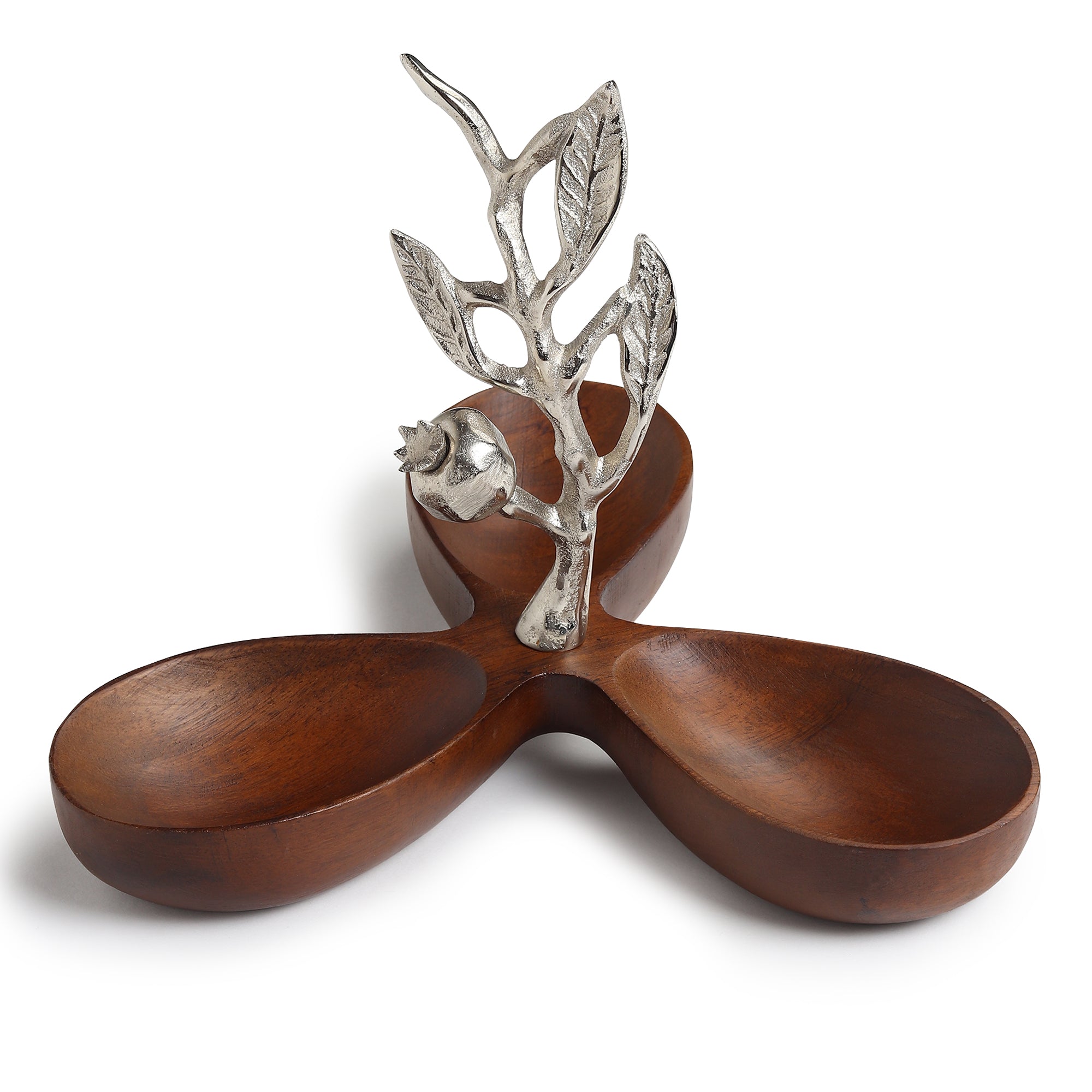 Pomegranate triple bowl Platter Silver