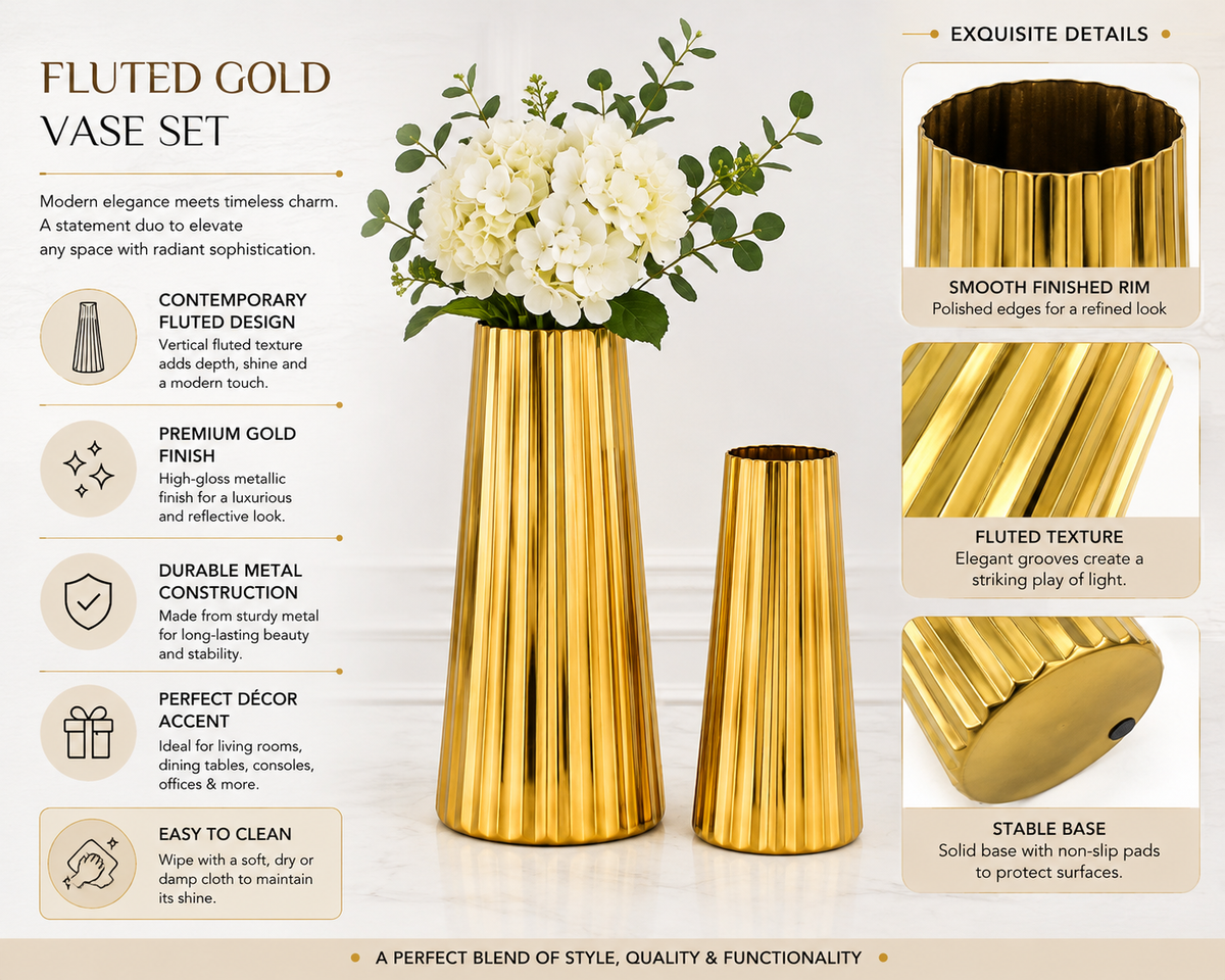 Alora Steel vase set of 2