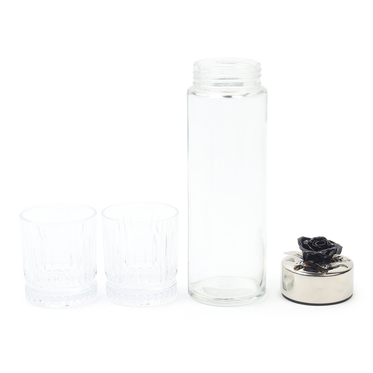 Petal Eclat Black Bottle & Glass Set
