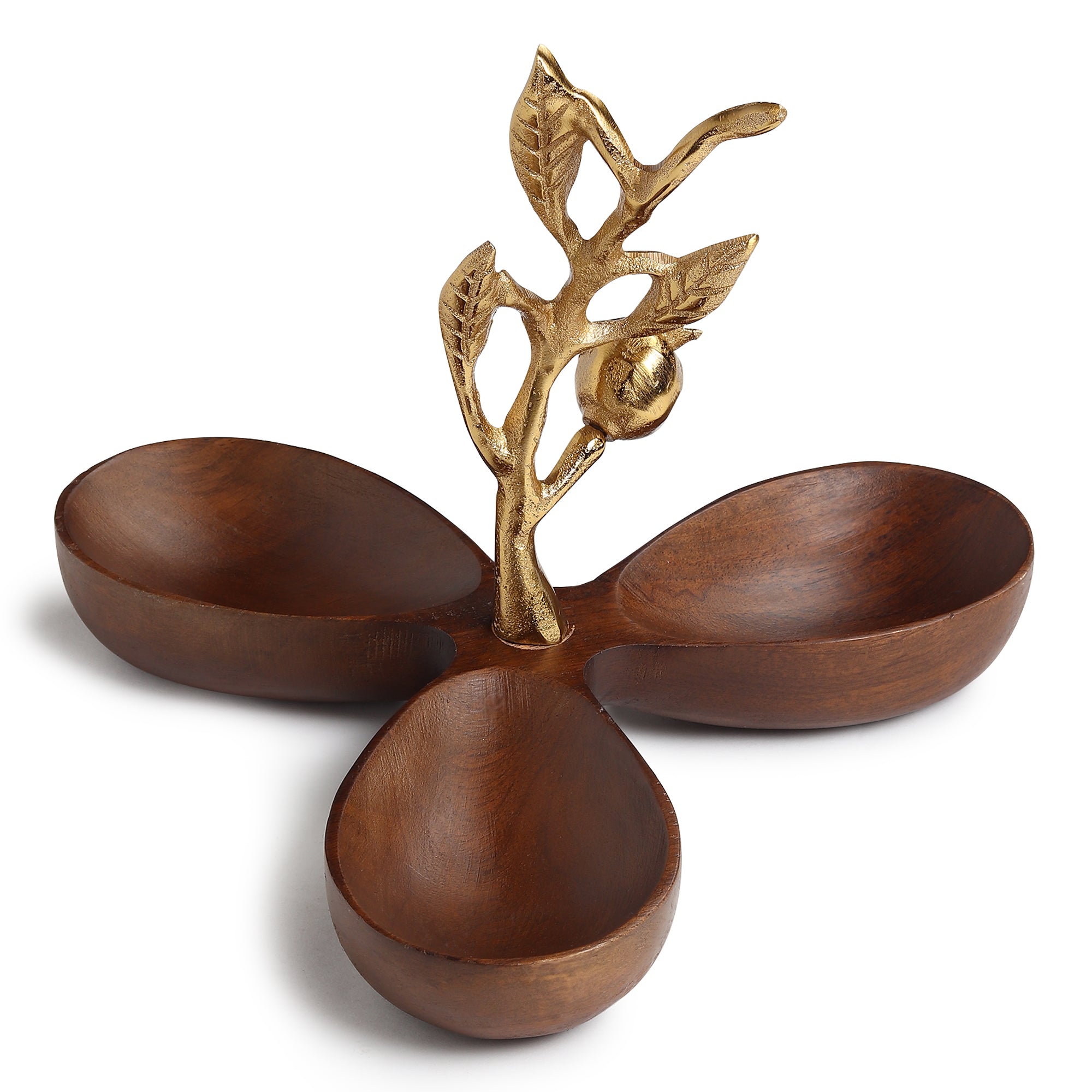 Pomegranate triple bowl Platter Gold
