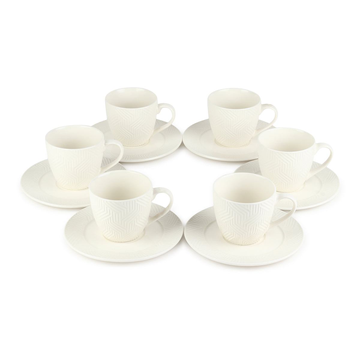 Chevron Cup & Saucer Set of 6