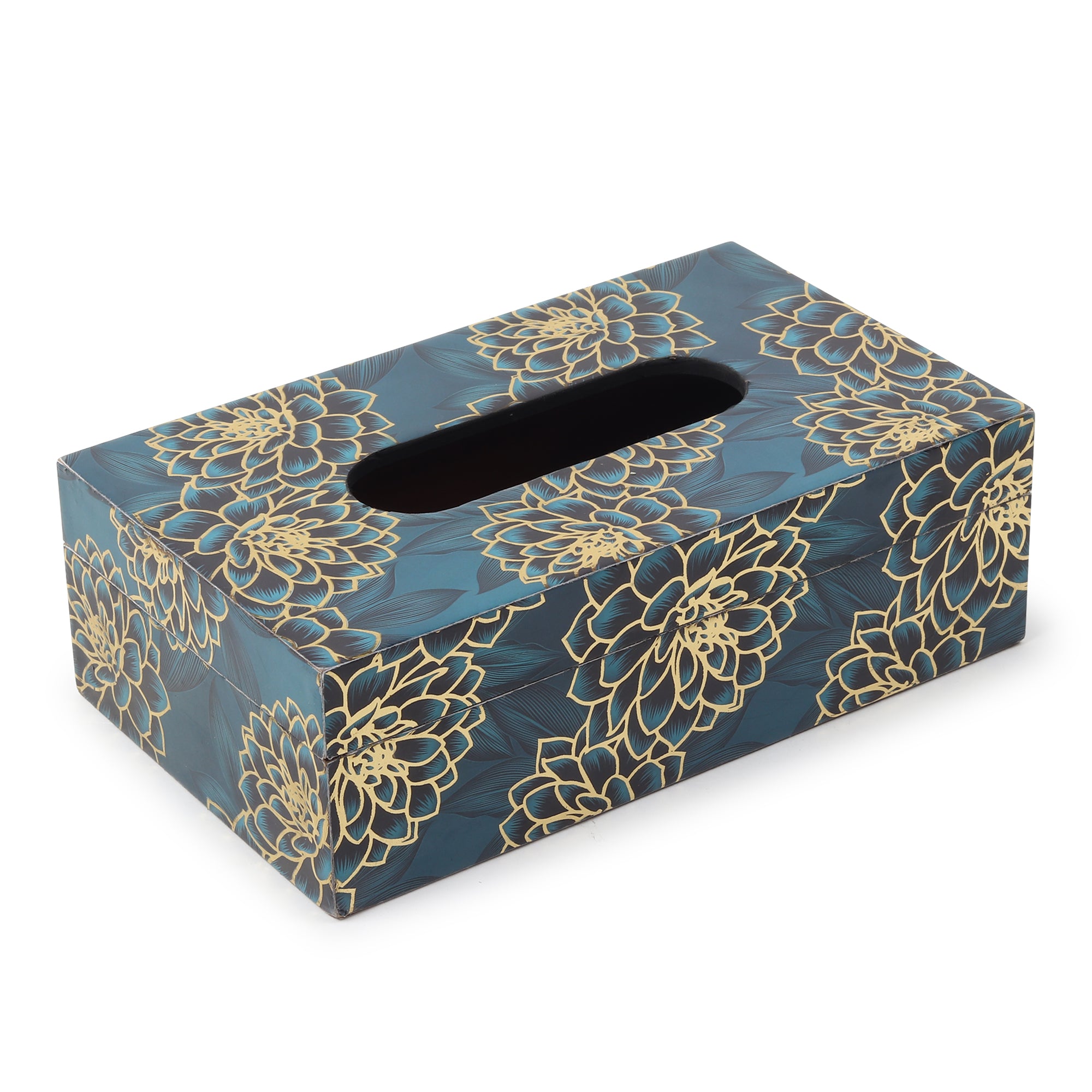 Sapphire Wreath Wooden Tissue Box Holder