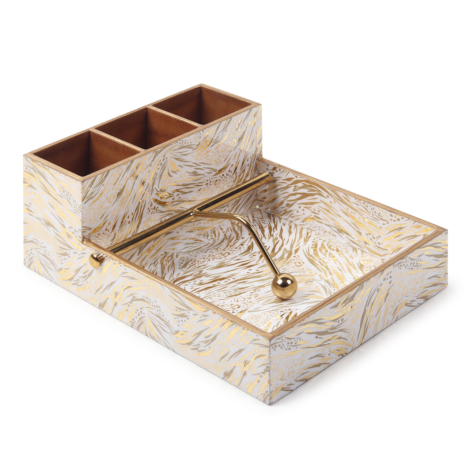 Zivra Gold Cutlery and Tissue Holder