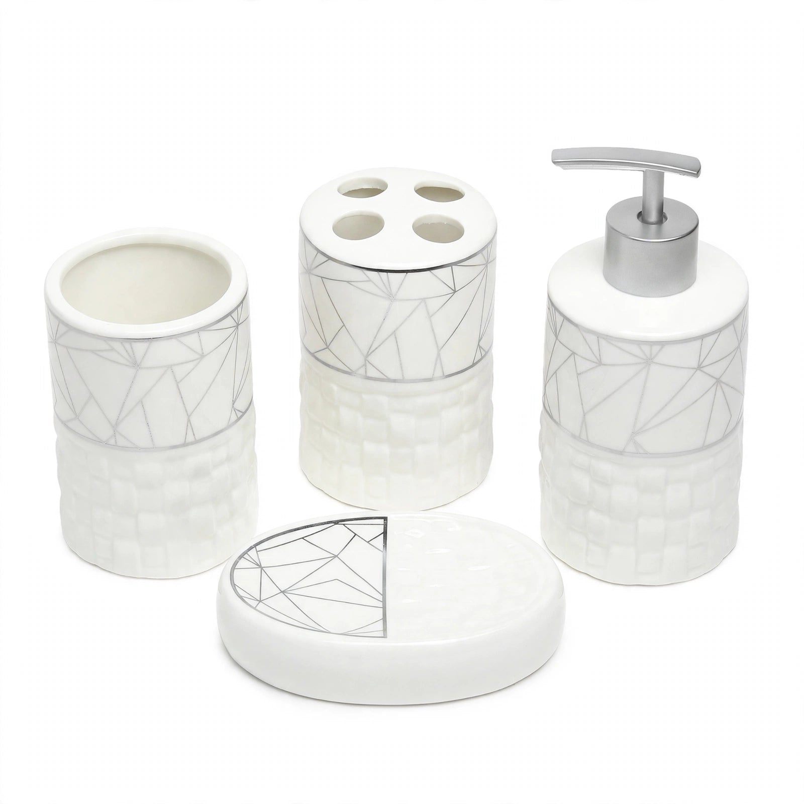 Gridelle Bathroom Set of 4 Silver