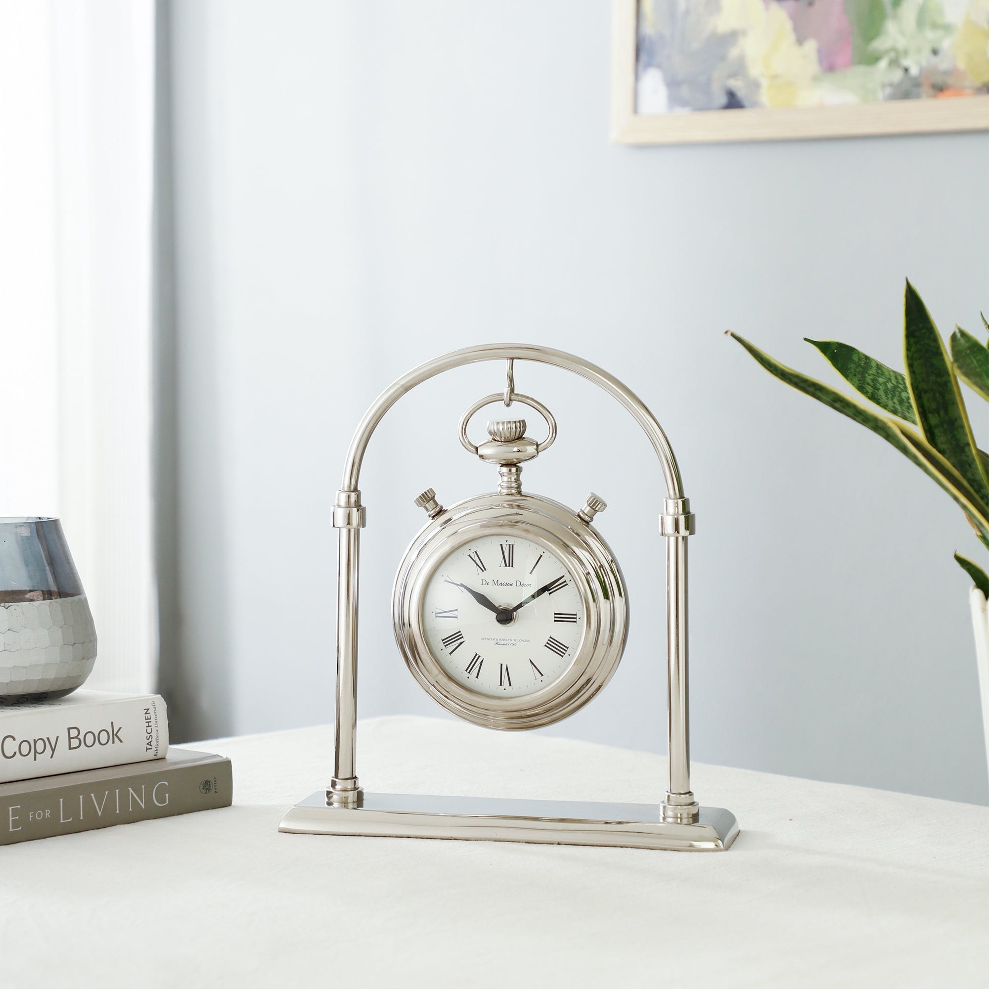 Archway Timepiece Silver Table Clock