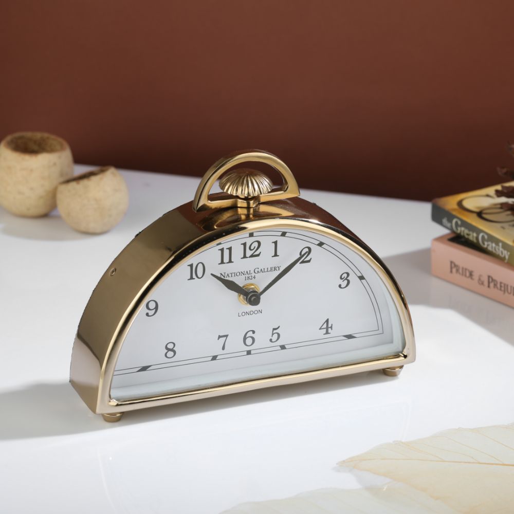 Luna Desk Clock in Gold