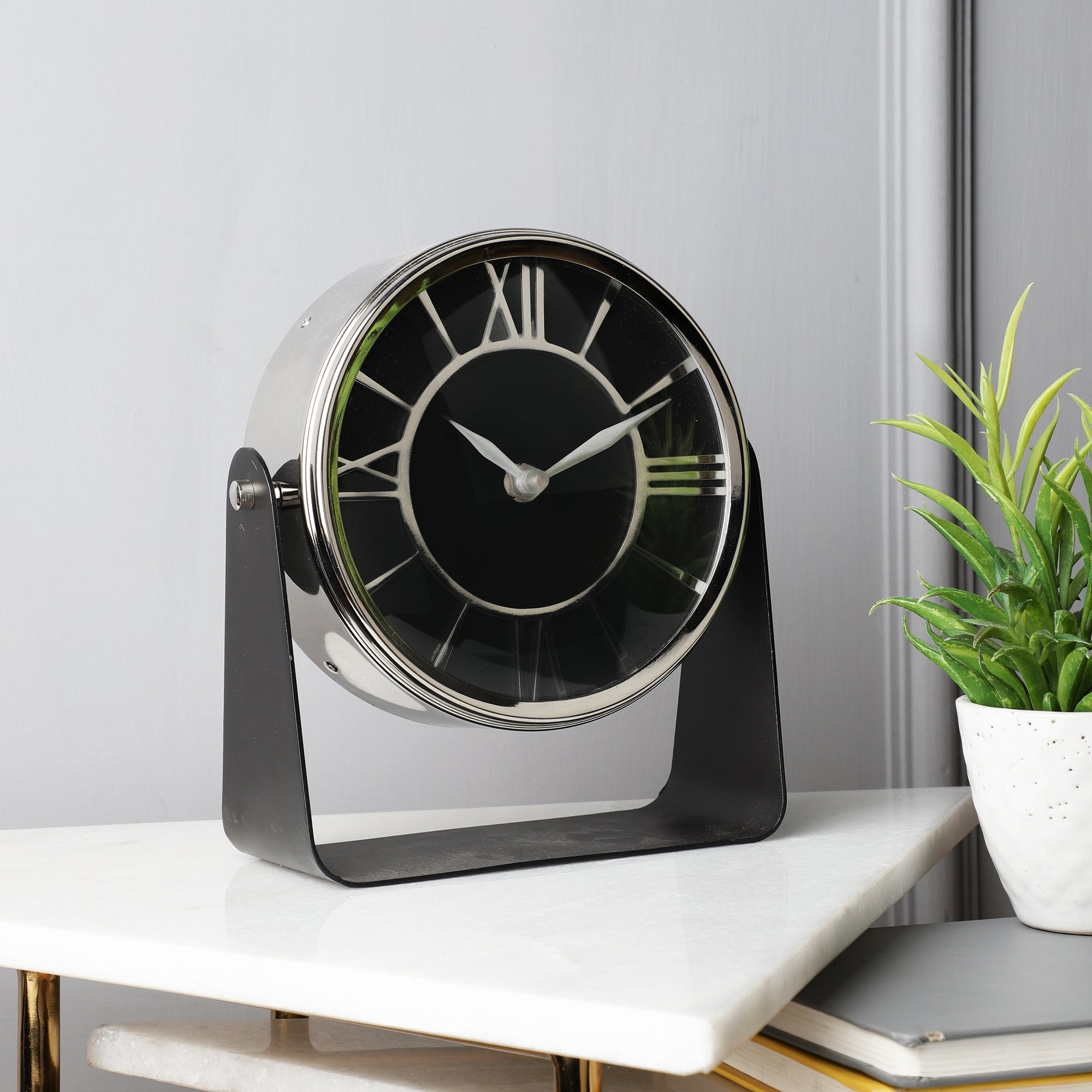 Mitsuki  silver Table Clock