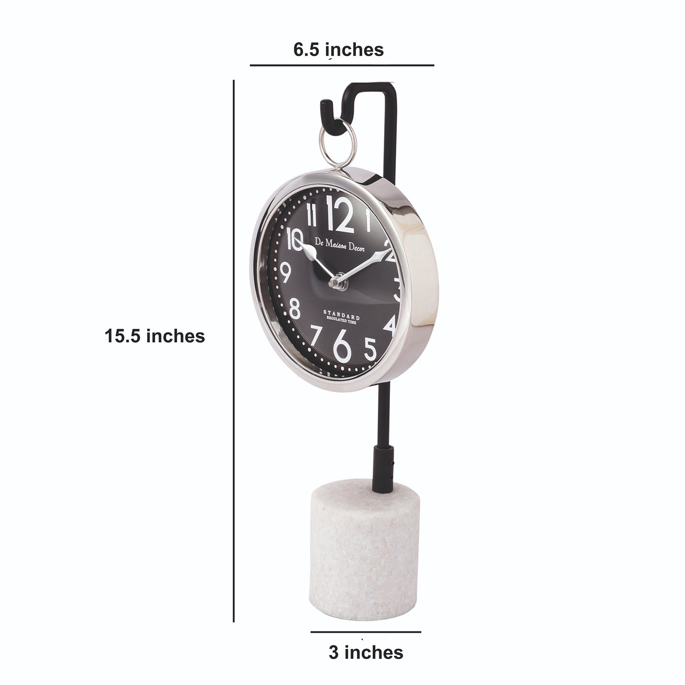 Suspended Marble Time Keeper in Silver Table Clock