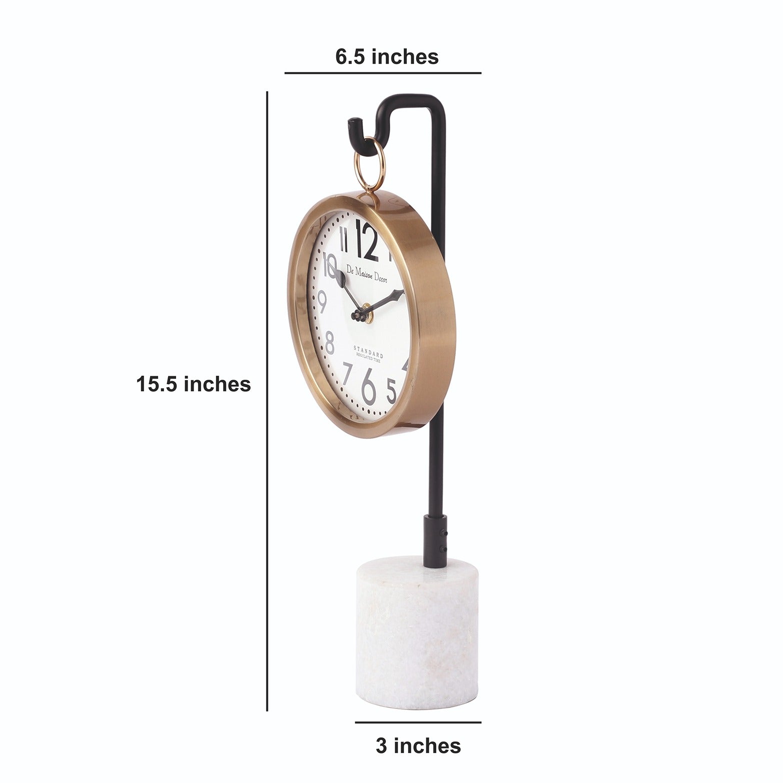 Suspended Marble Time Keeper in Gold  Table Clock