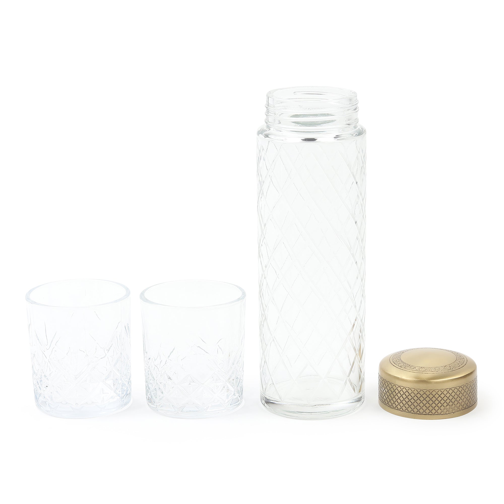 Brass Verre Prism Bottle & Glass Set