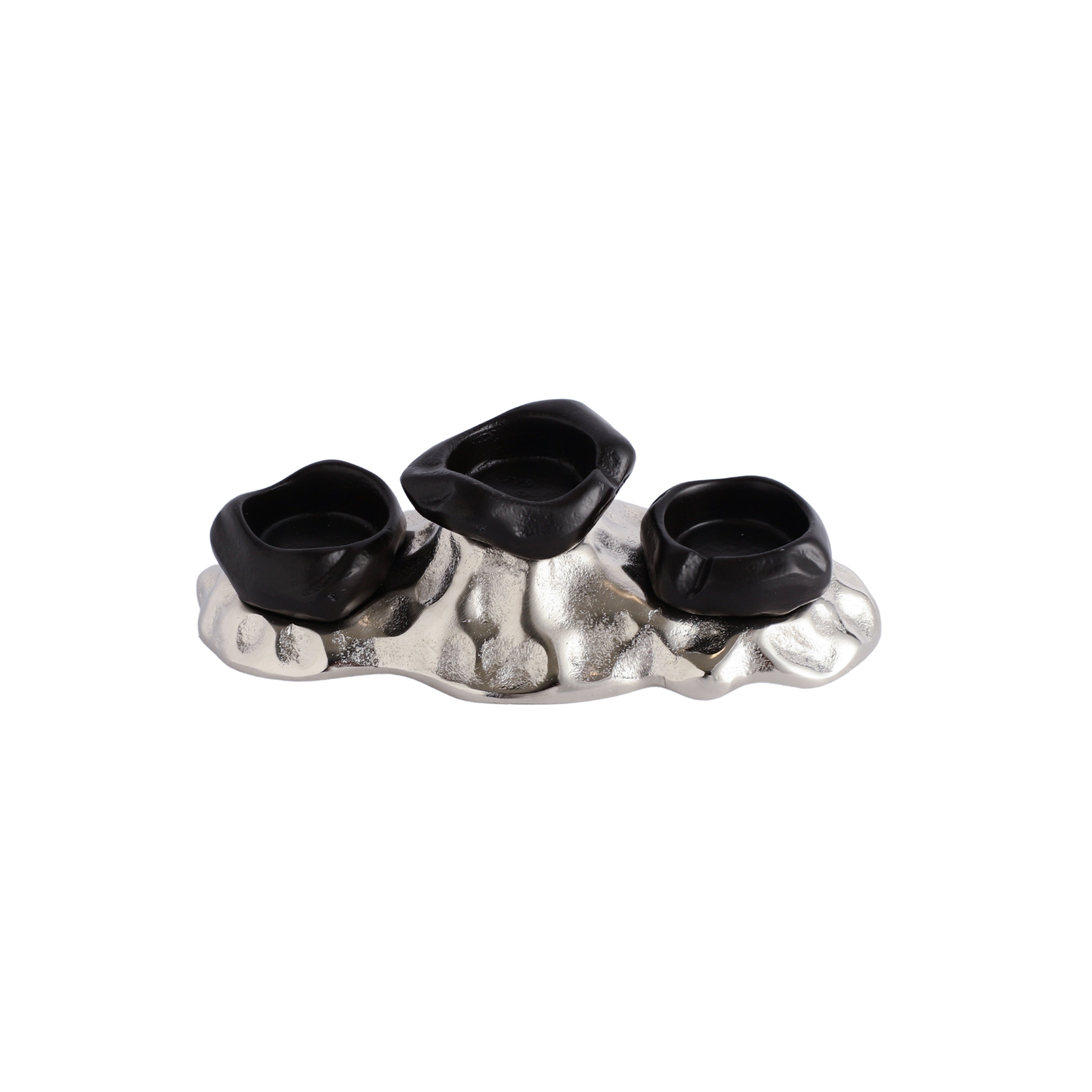 Eclora small T-Light holder in Silver & Black