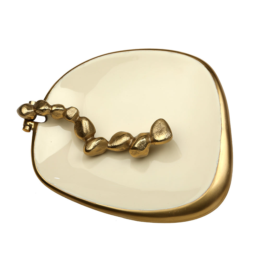 Stones Serving ware Ivory enamel - Napkin Holder Gold