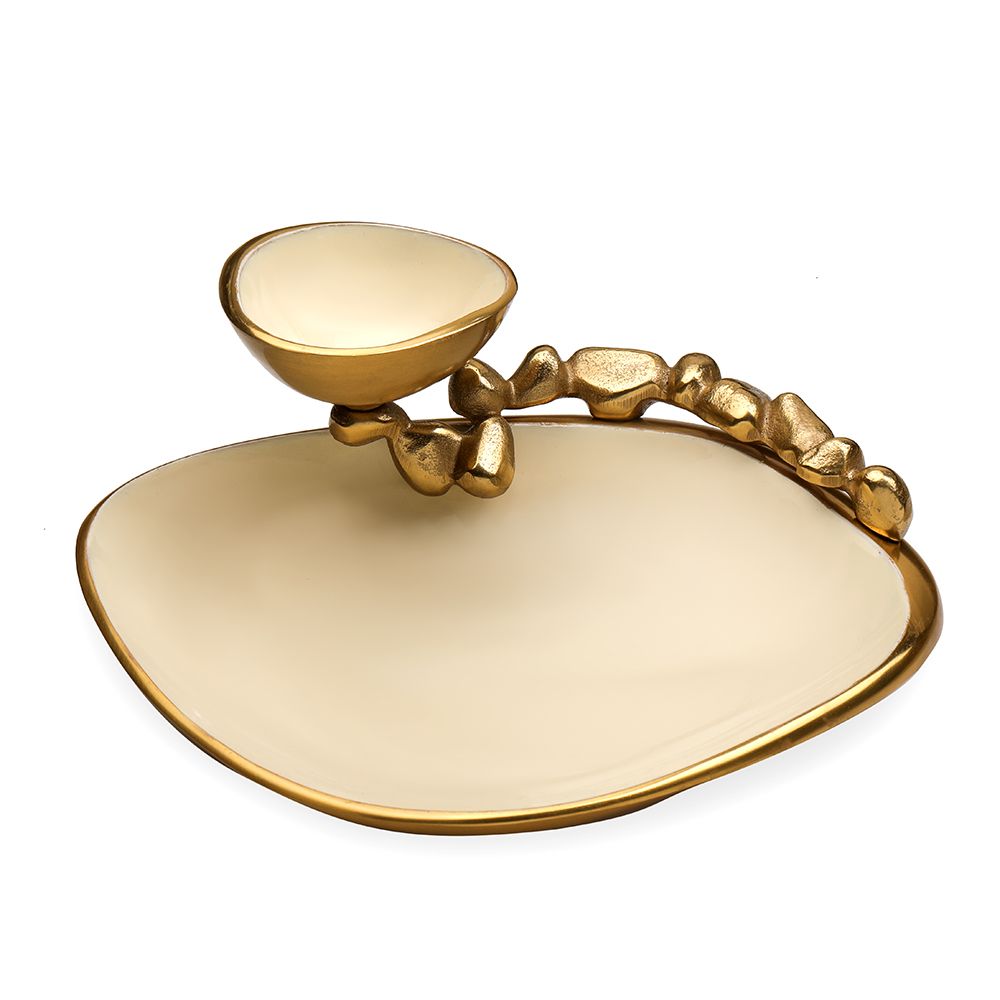 Stones Serving ware Ivory enamel - Chip & Dip Platter
