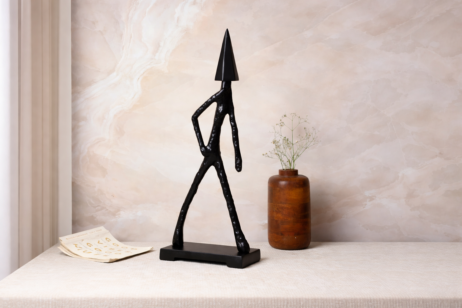 Arrowed Being Sculpture in Black