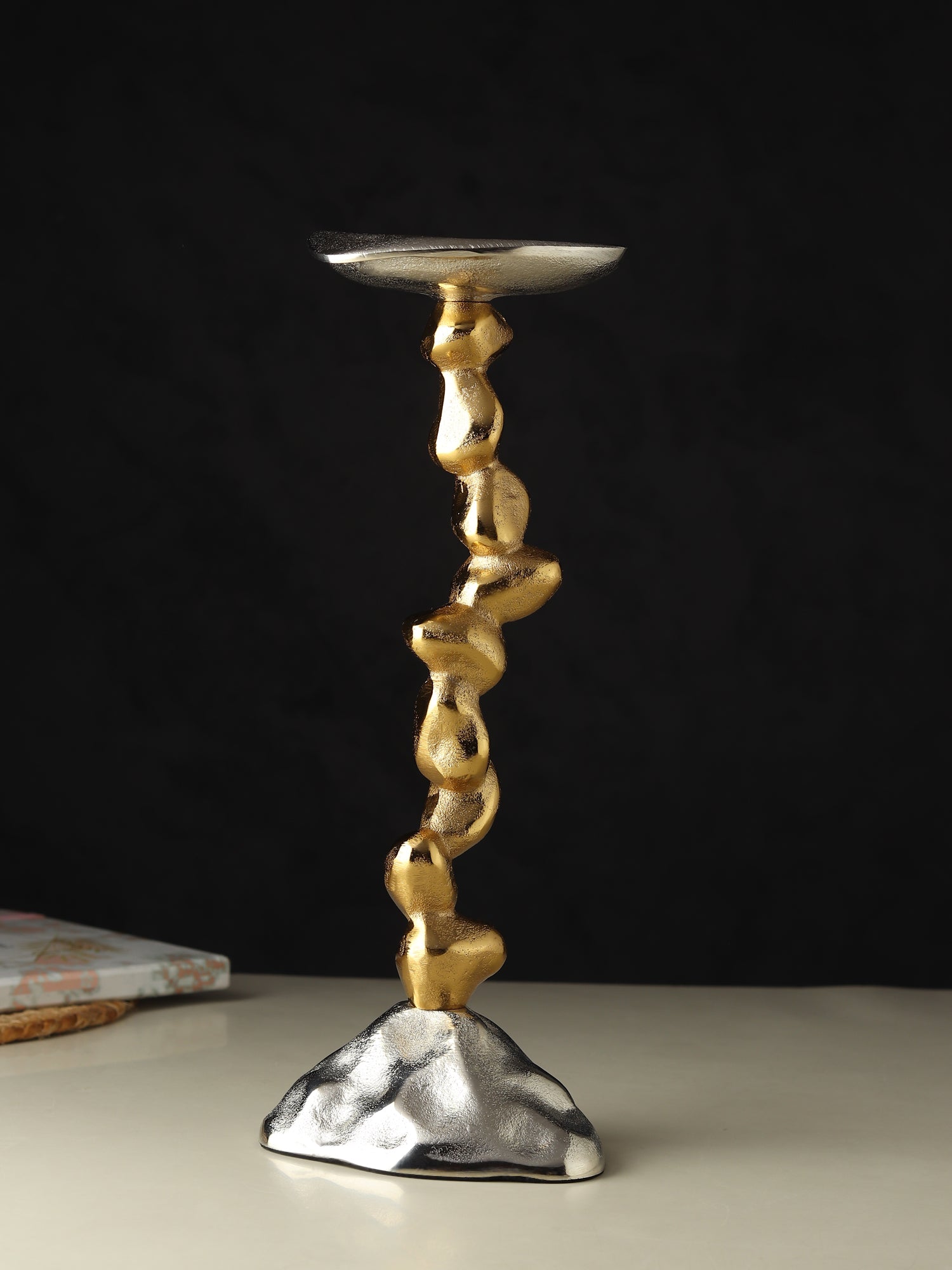 Stones Orivia Candle Holder Large Silver