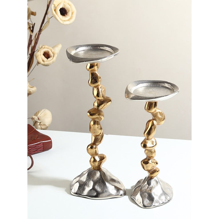 Stones Orivia Candle Holder Set Silver