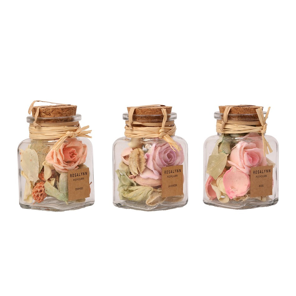 Lea Dried Floral Pastel Potpourri - set of 3 (fuchsia rose,lilac lavender, peach Bolani)