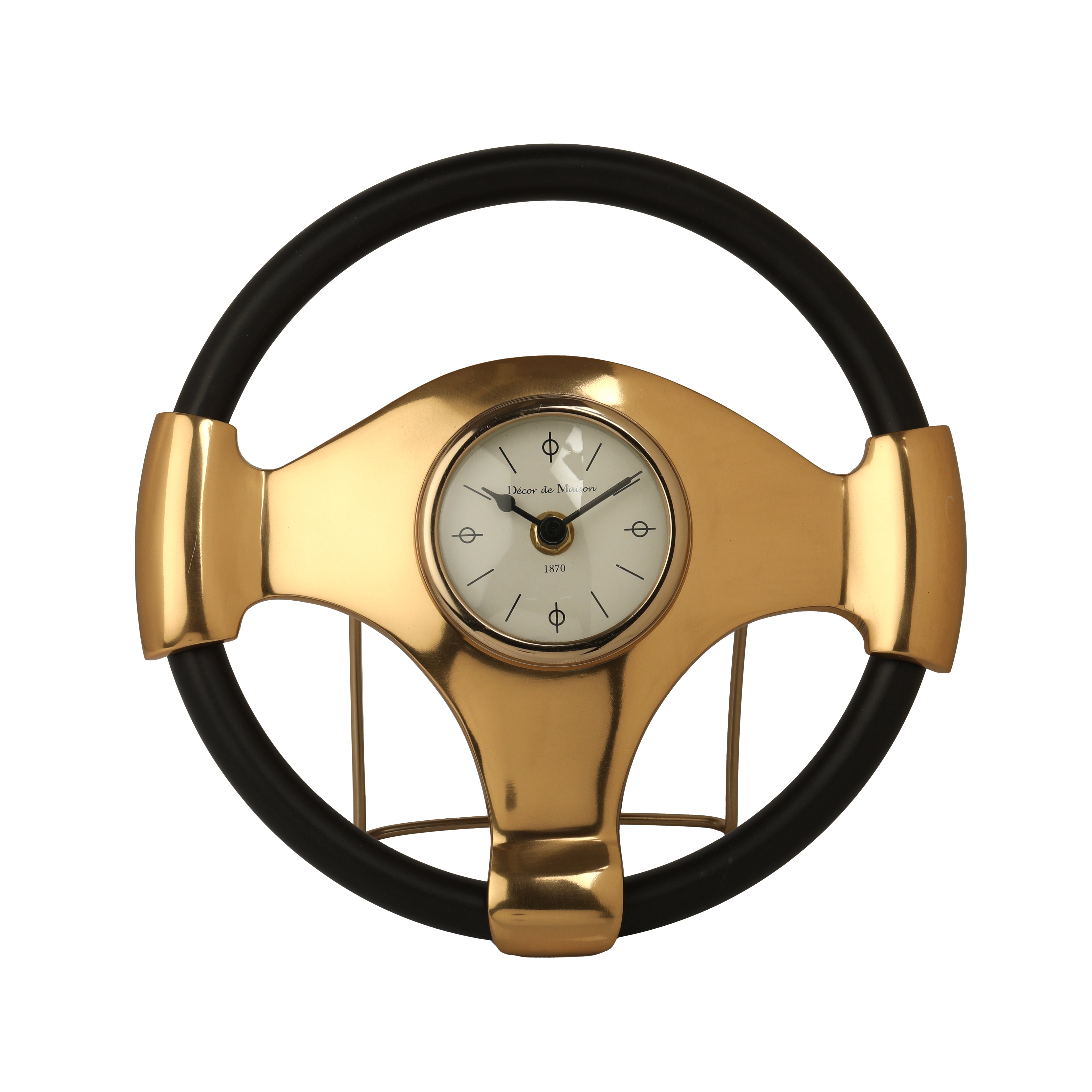 Wheel Steel clock 
Gold and Black