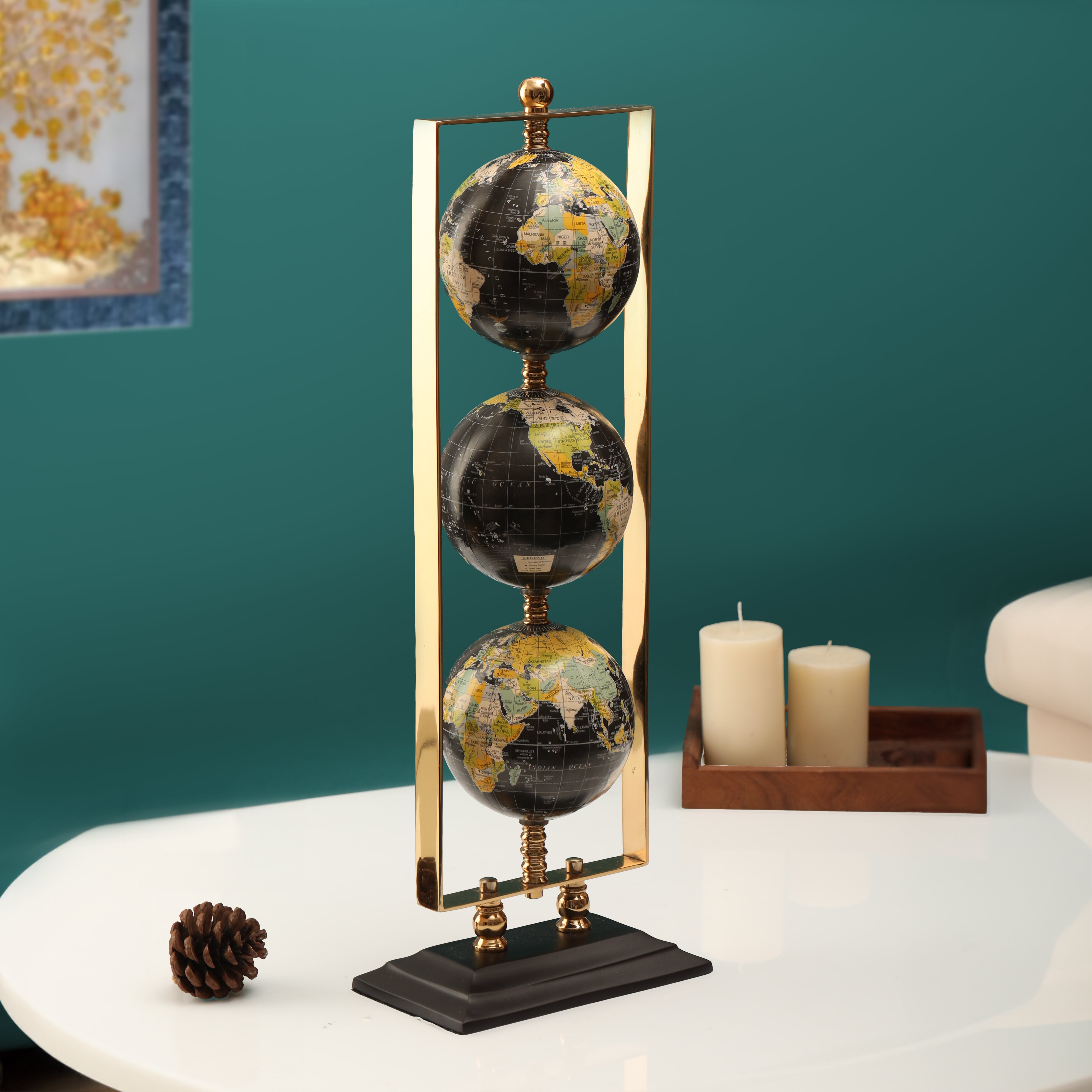 Vertical Triple Golden Globe Stand