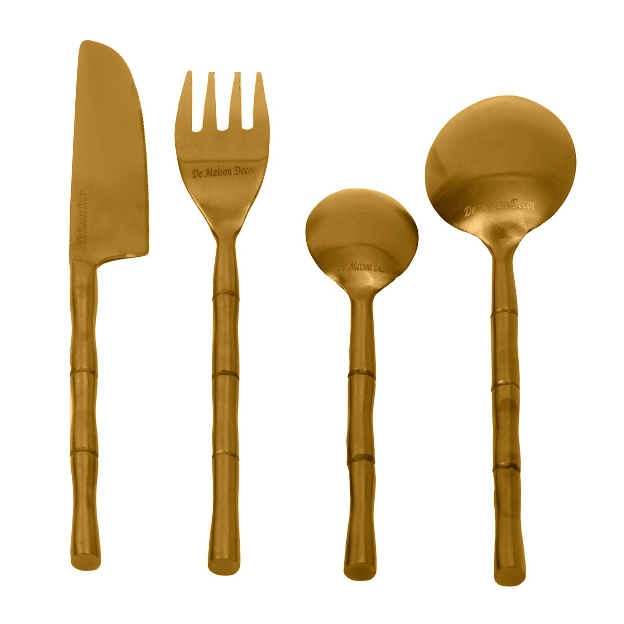 Bamboo Elegance Gold Cutlery Set