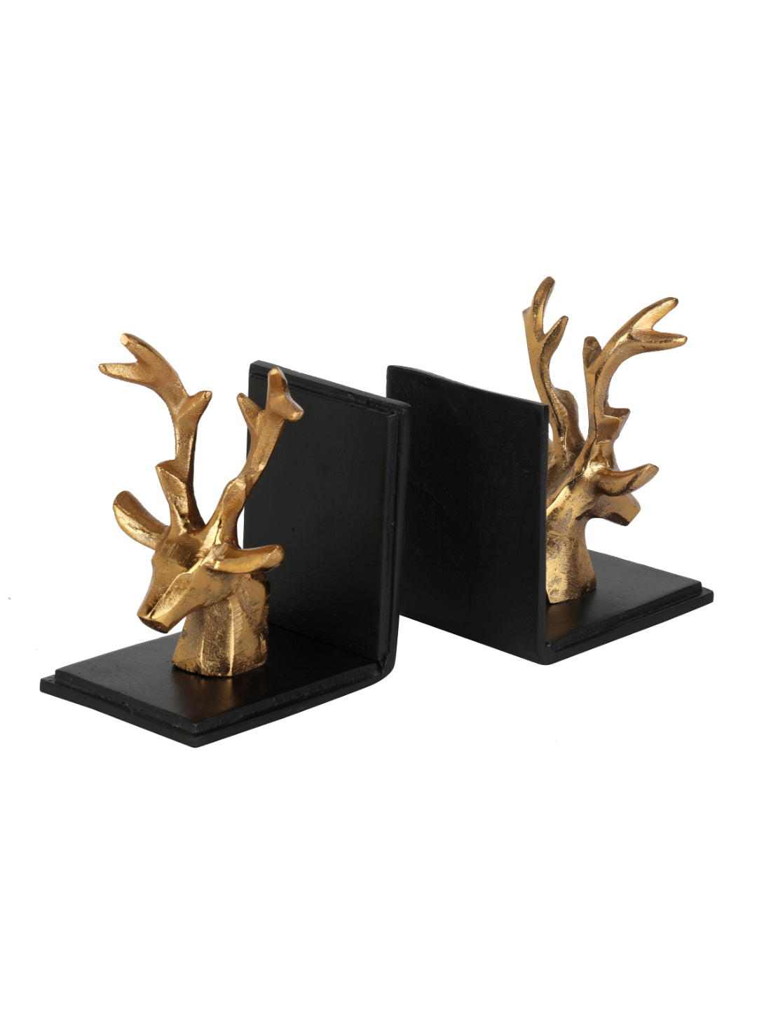 Deer's Bookend in Black and Gold finish