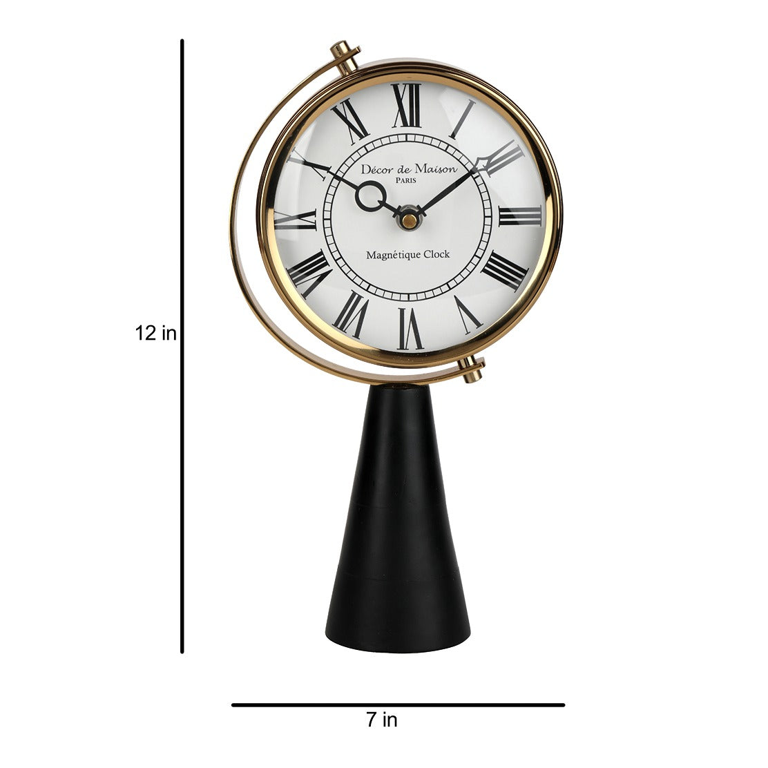 Black Wood's Pedestal Clock in Reflective Gold