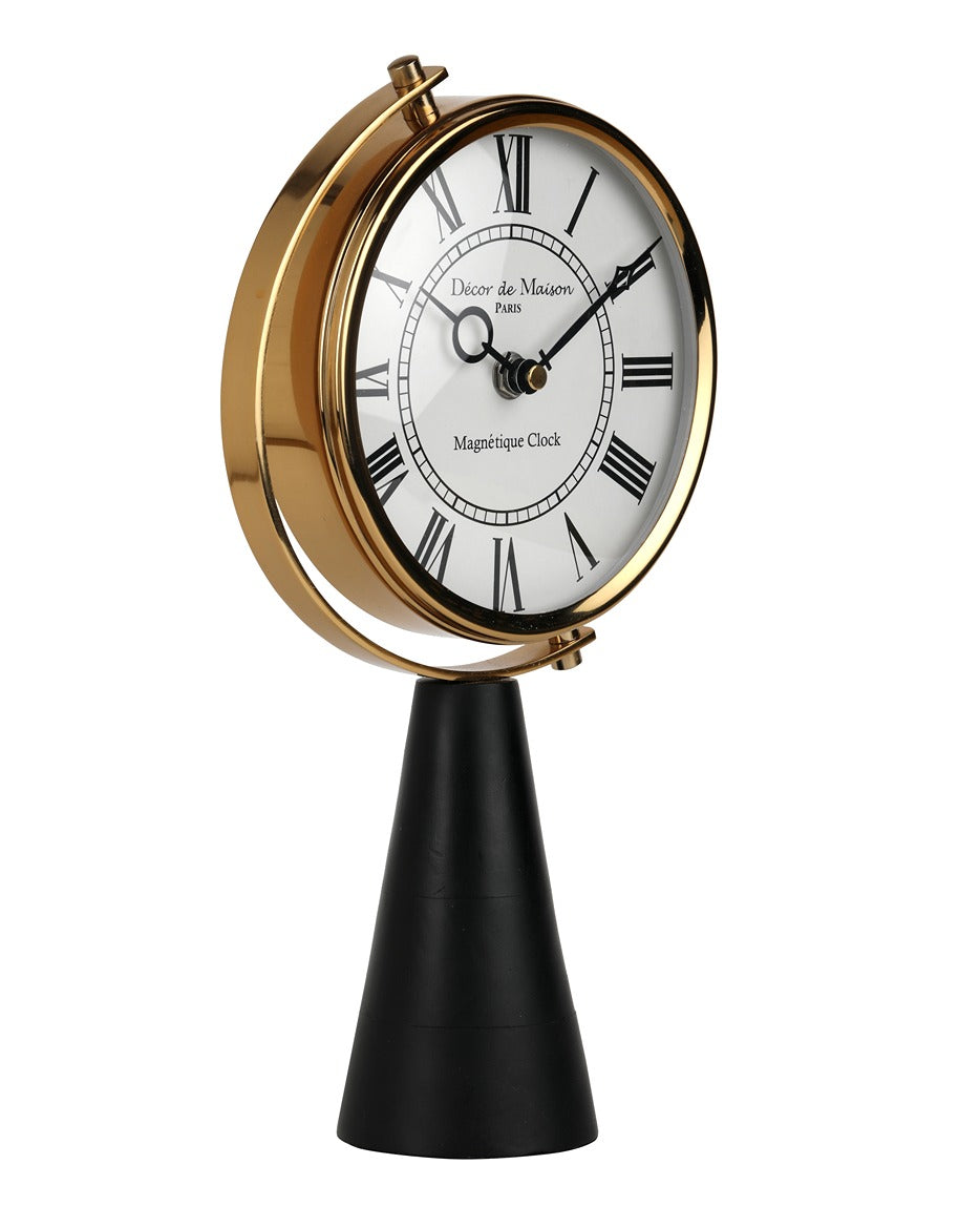 Black Wood's Pedestal Clock in Reflective Gold