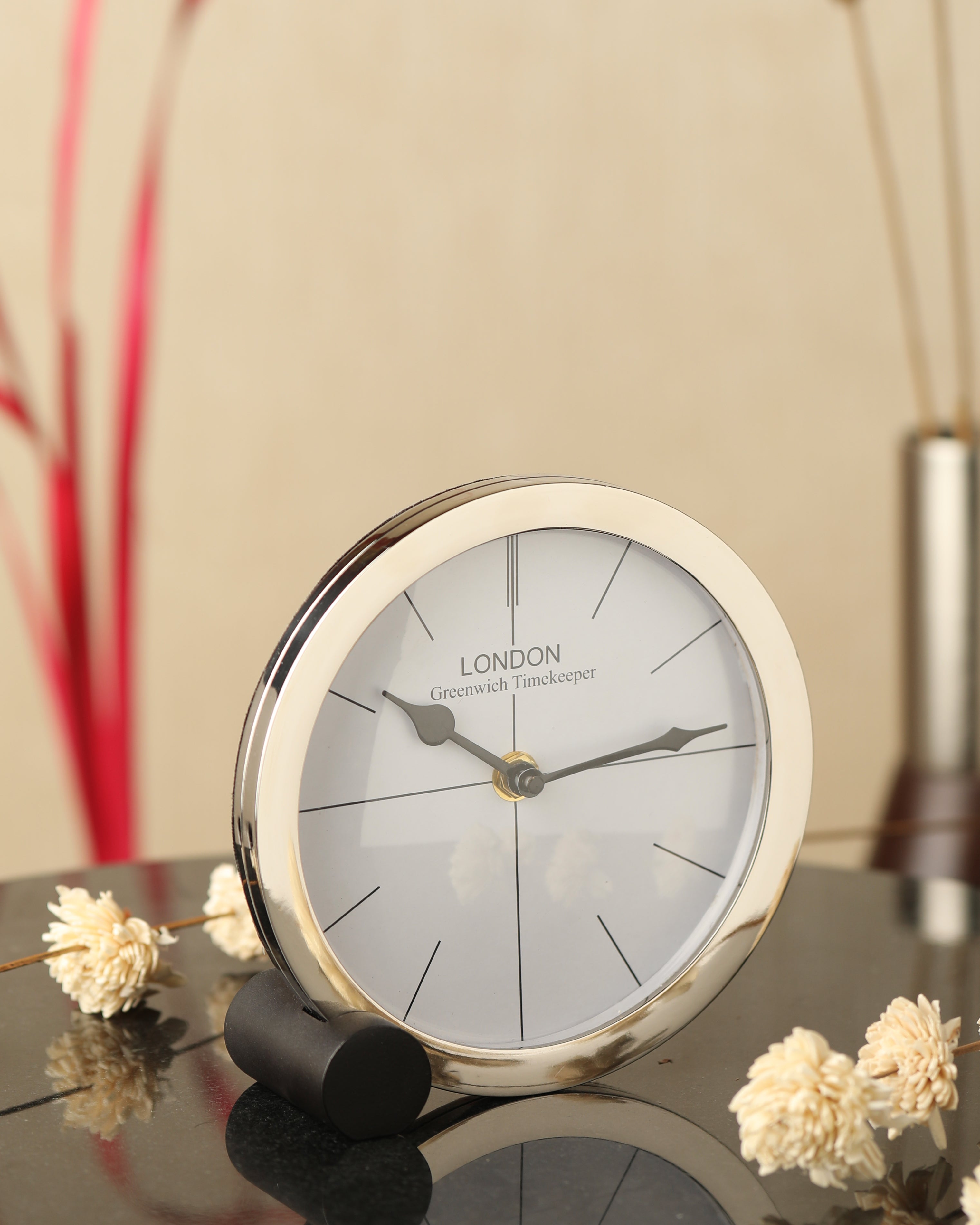Langston Table Clock in Silver