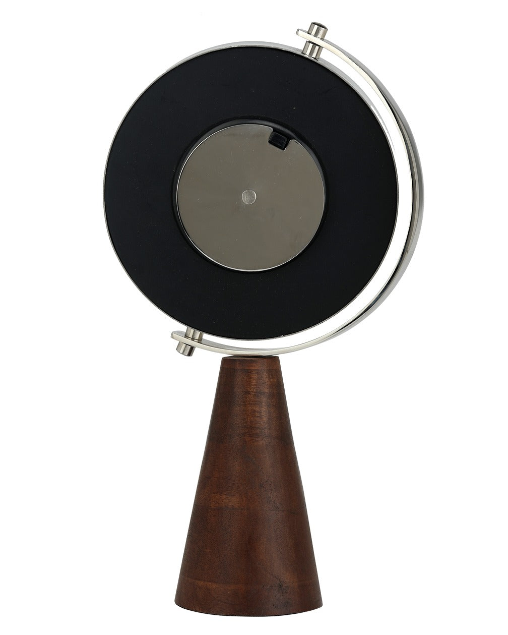Brown Wood's Pedestal Clock in Reflective Silver
