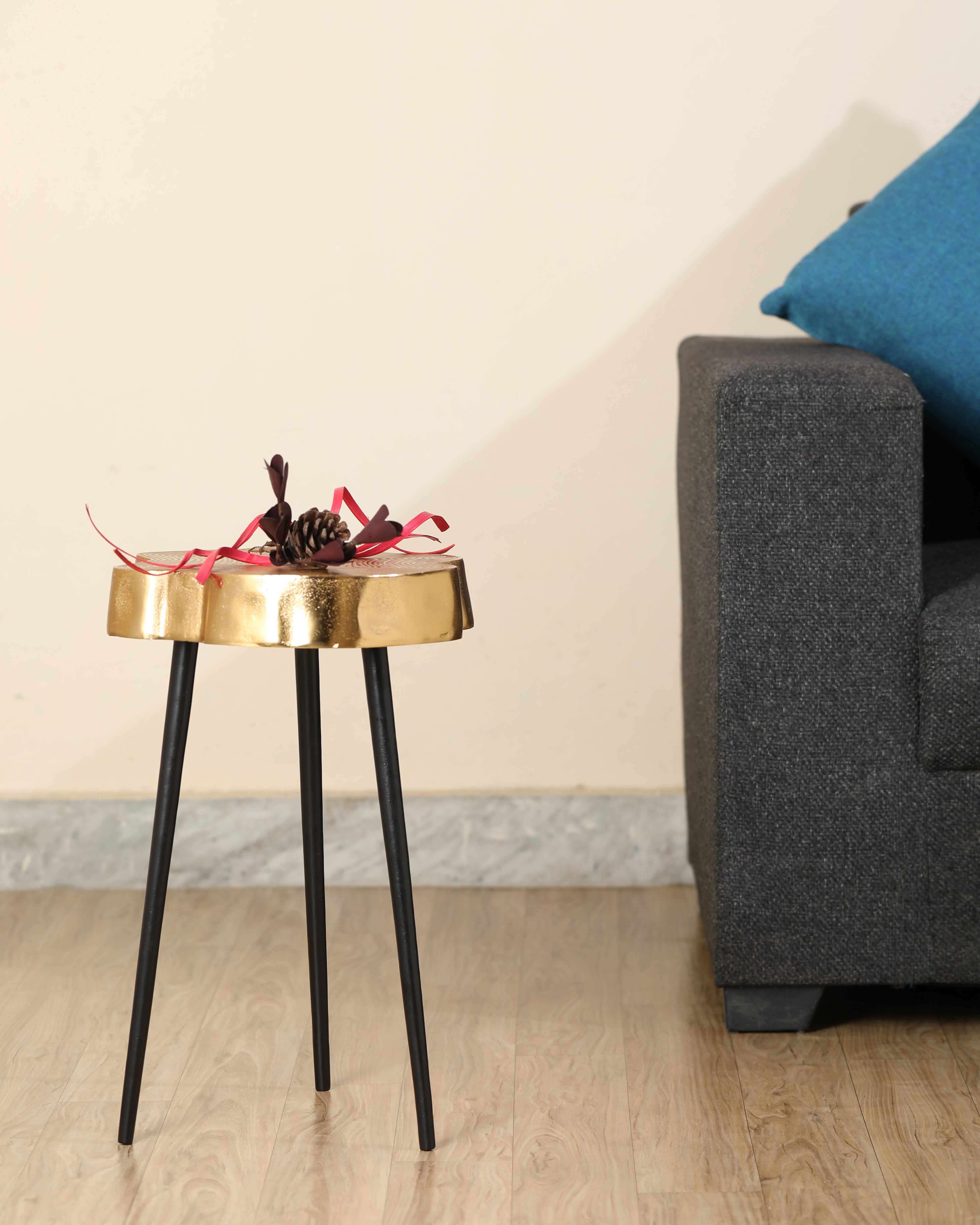 Sawed Log Side Table Gold