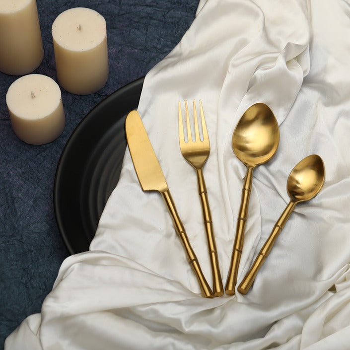 Bamboo Elegance Gold Cutlery Set
