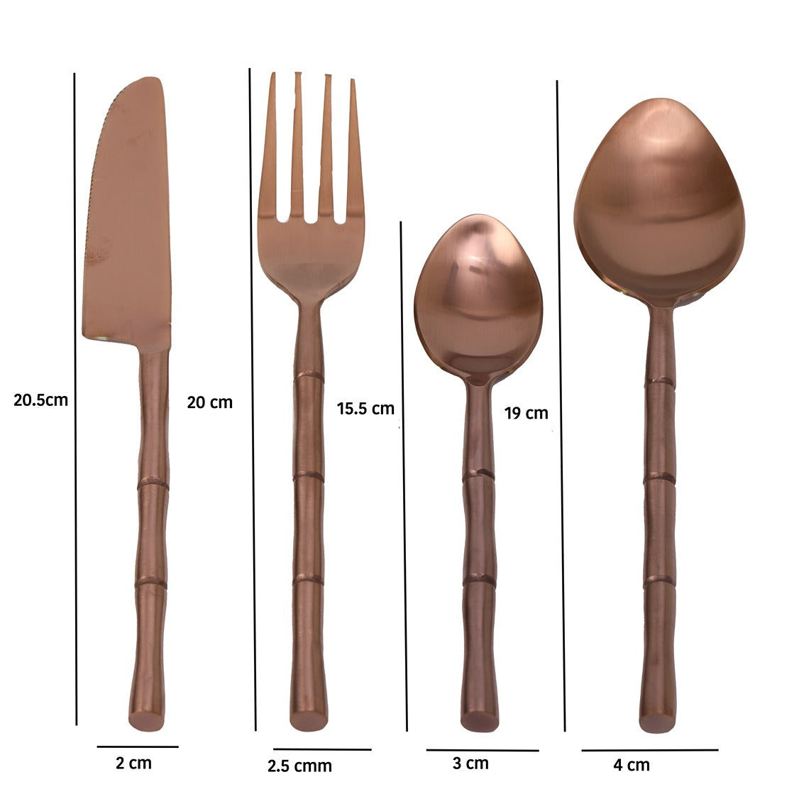 Bamboo Elegance Copper Cutlery Set