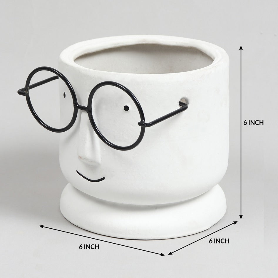 Mr.Spectacles Planter in White