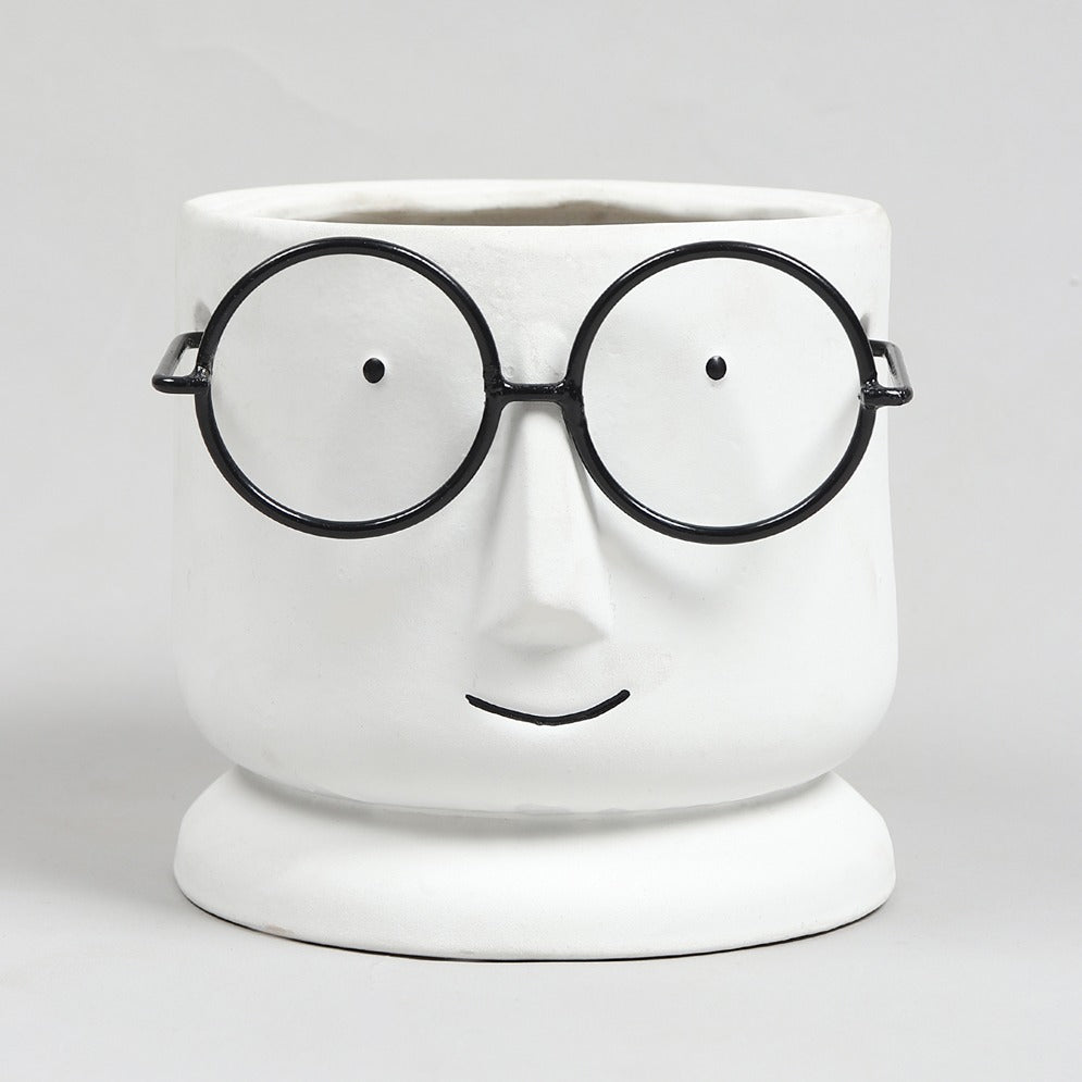 Mr.Spectacles Planter in White