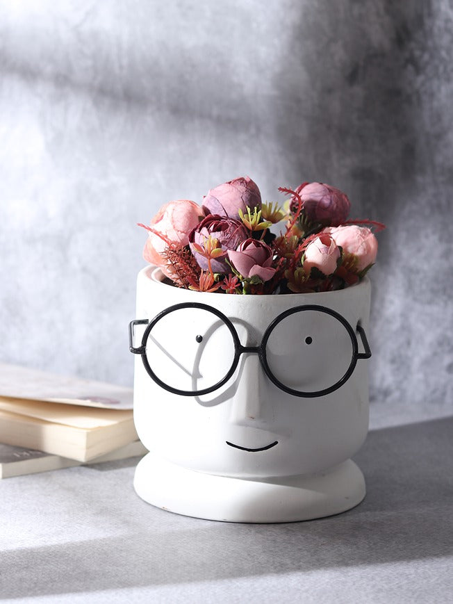 Mr.Spectacles Planter in White