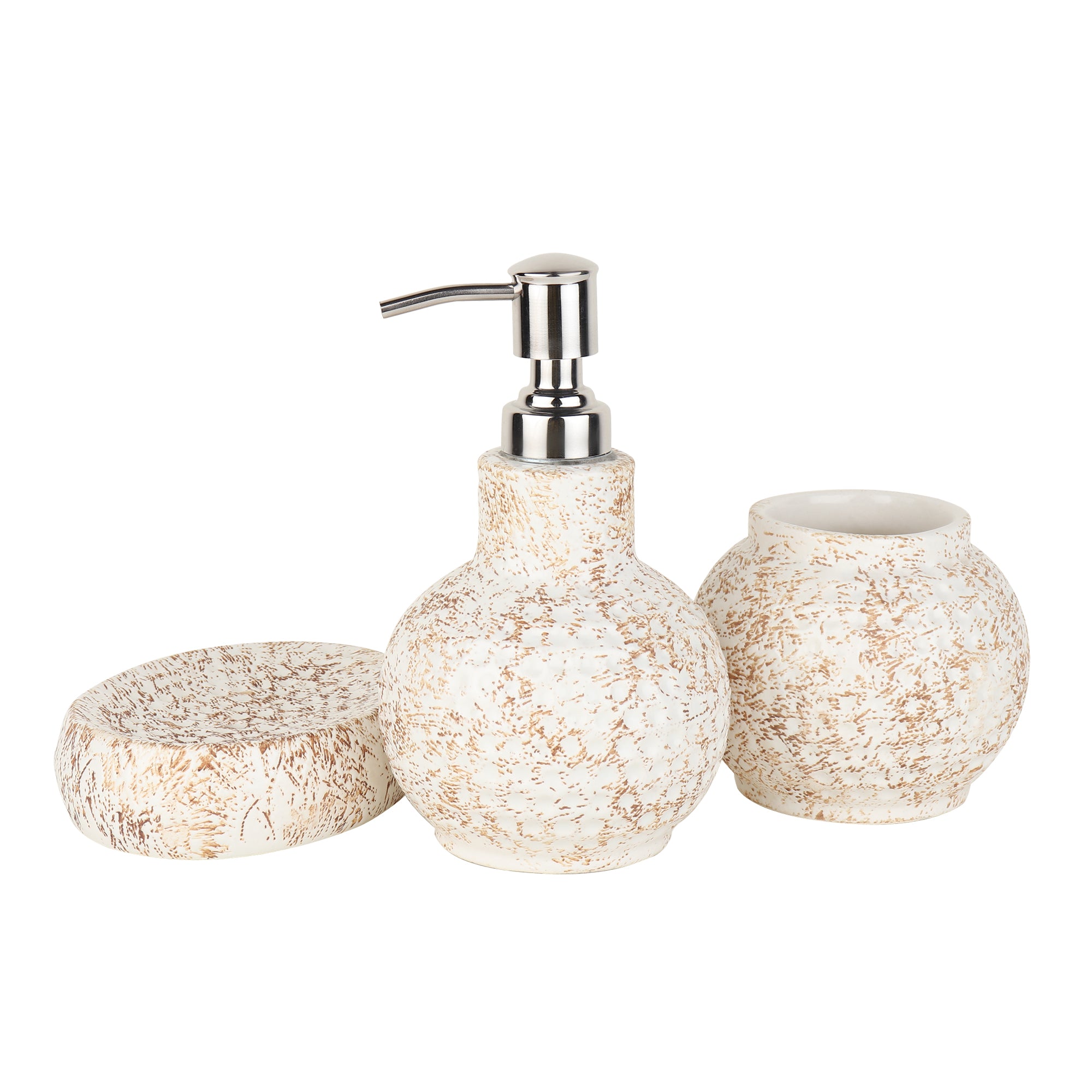 Cinnamon Ceramic Bathroom Set with Brown Finish