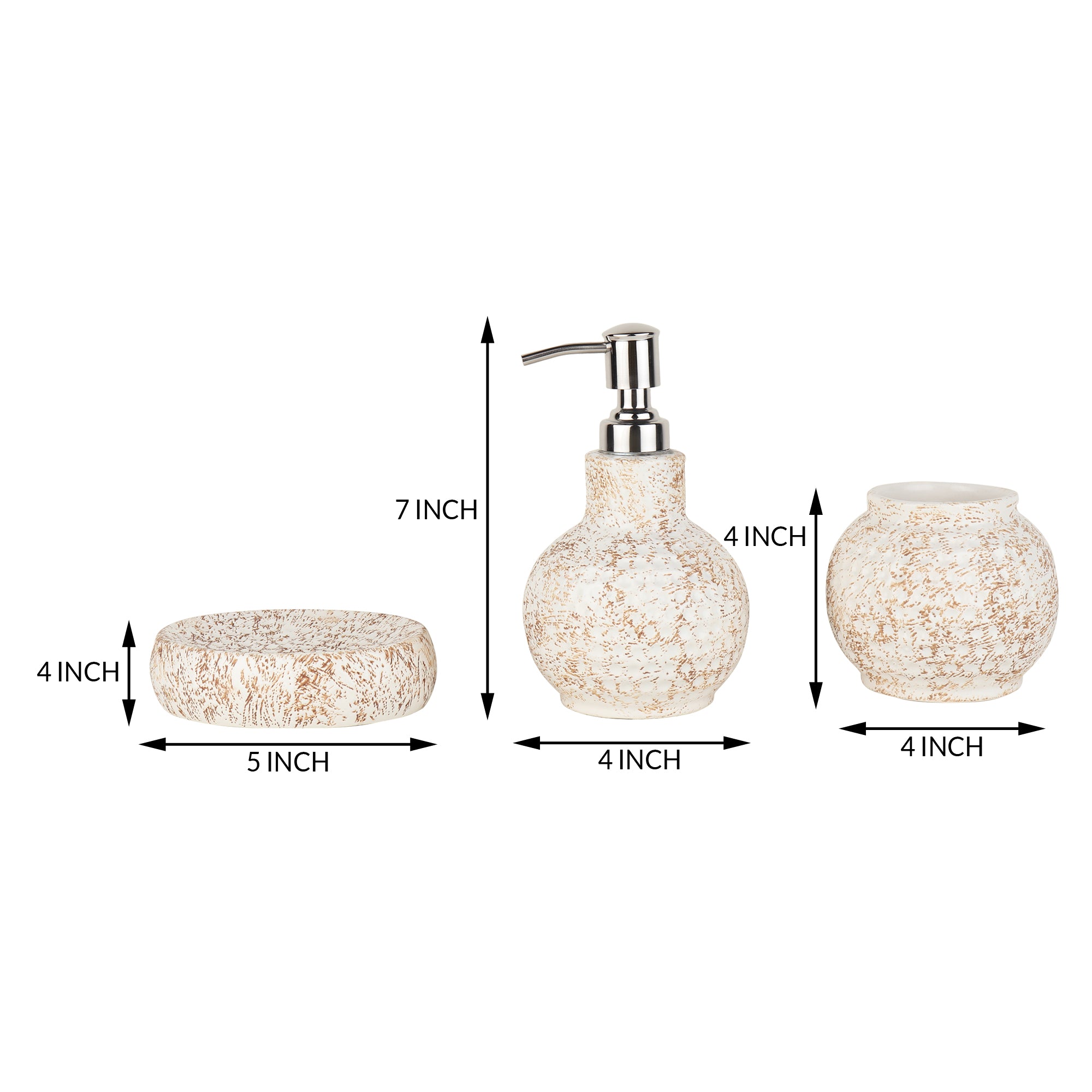 Cinnamon Ceramic Bathroom Set with Brown Finish