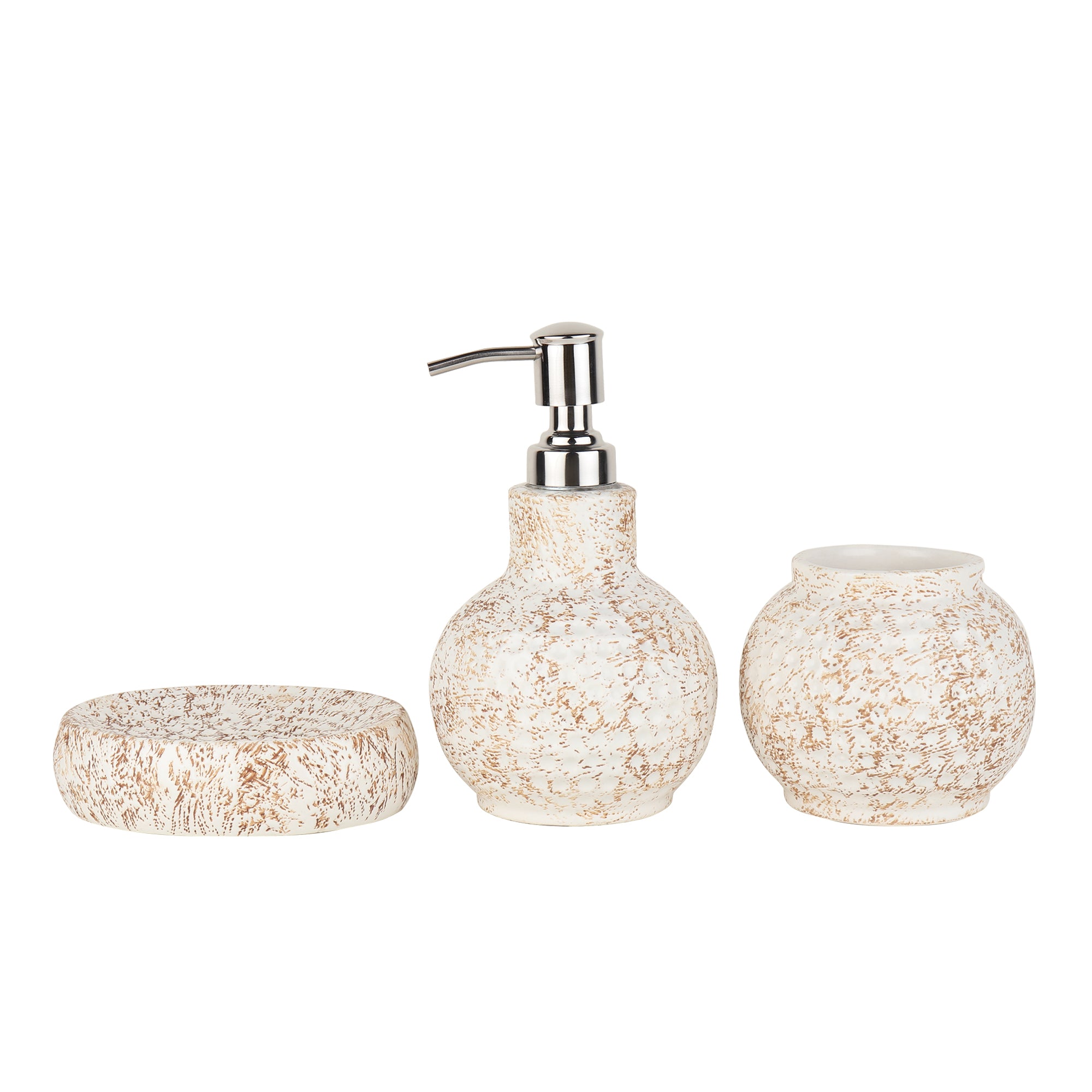 Cinnamon Ceramic Bathroom Set with Brown Finish